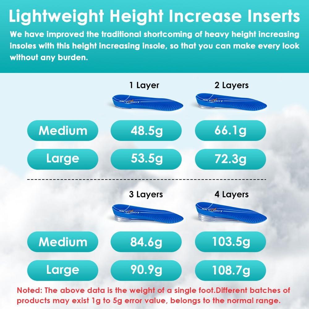 Plantillas Aumentadoras Skyfoot 4 Capas Azul 3/4 hasta 3 cm