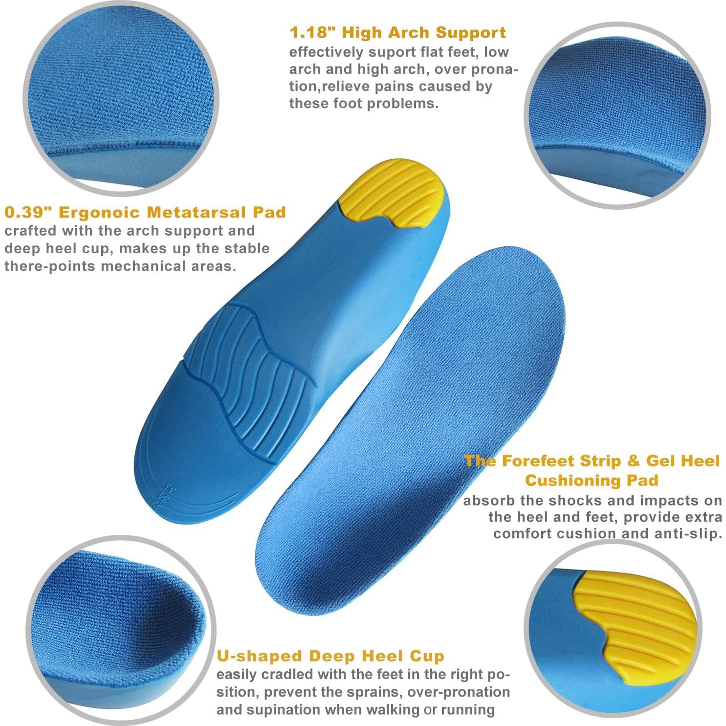 Plantillas ortopédicas Bellcon para niños con soporte de arco alto