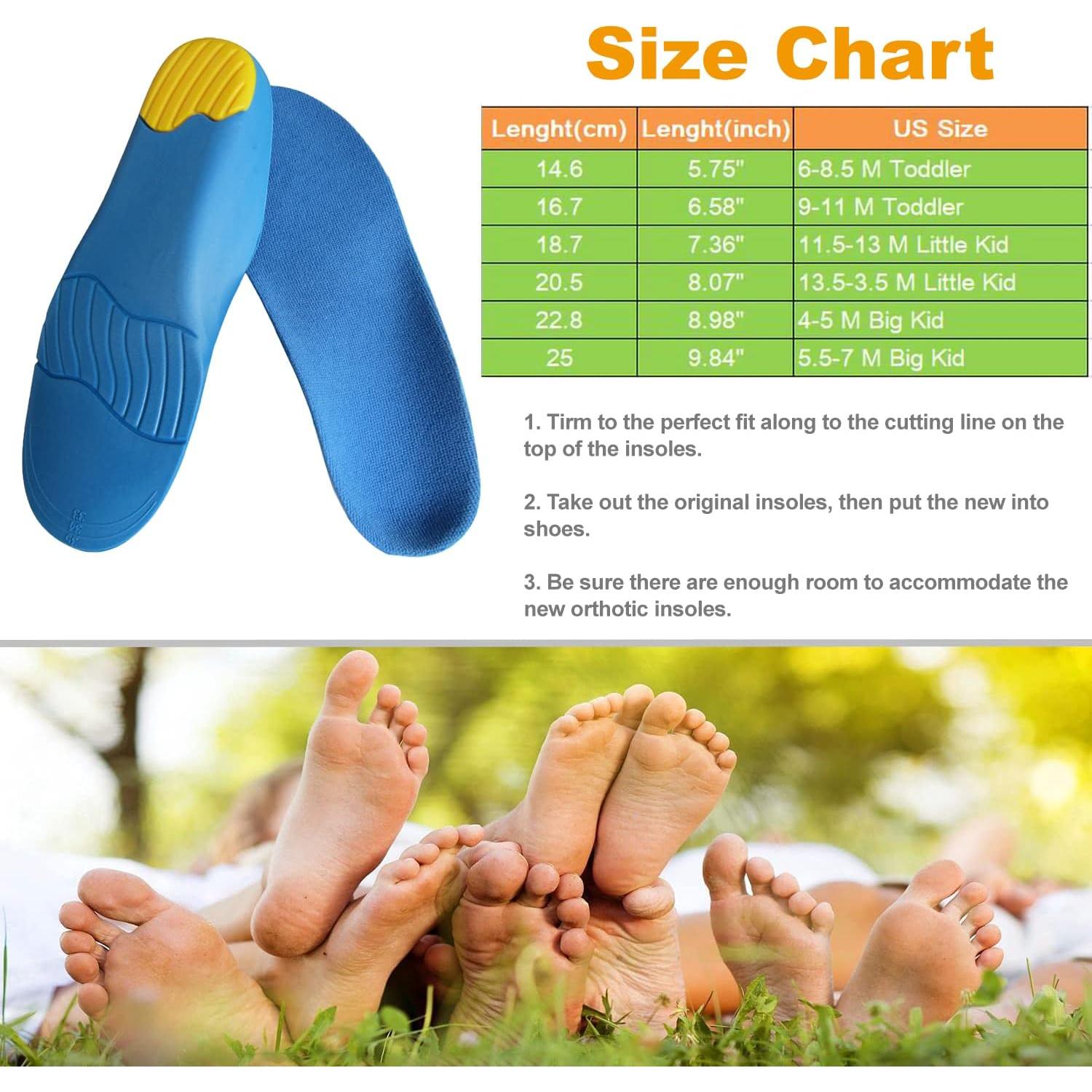 Plantillas ortopédicas Bellcon para niños con soporte de arco alto