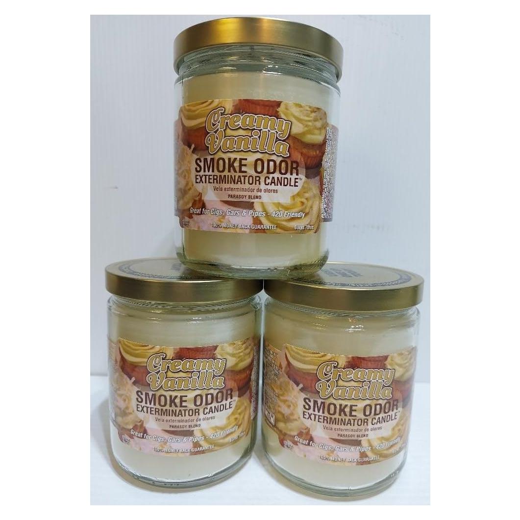 Juego de 3 Velas Exterminador de Olores a Humo Vainilla 368g