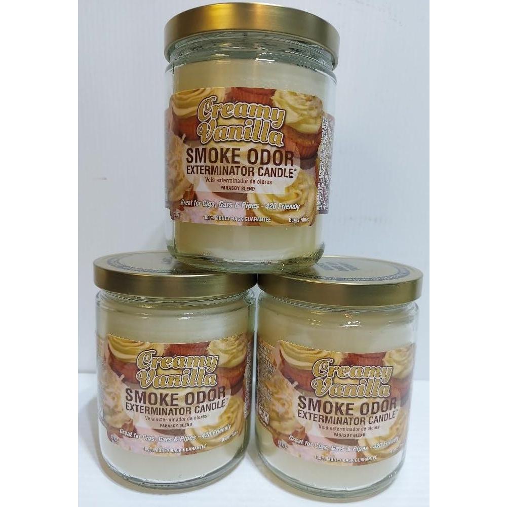 Juego de 3 Velas Exterminador de Olores a Humo Vainilla 368g