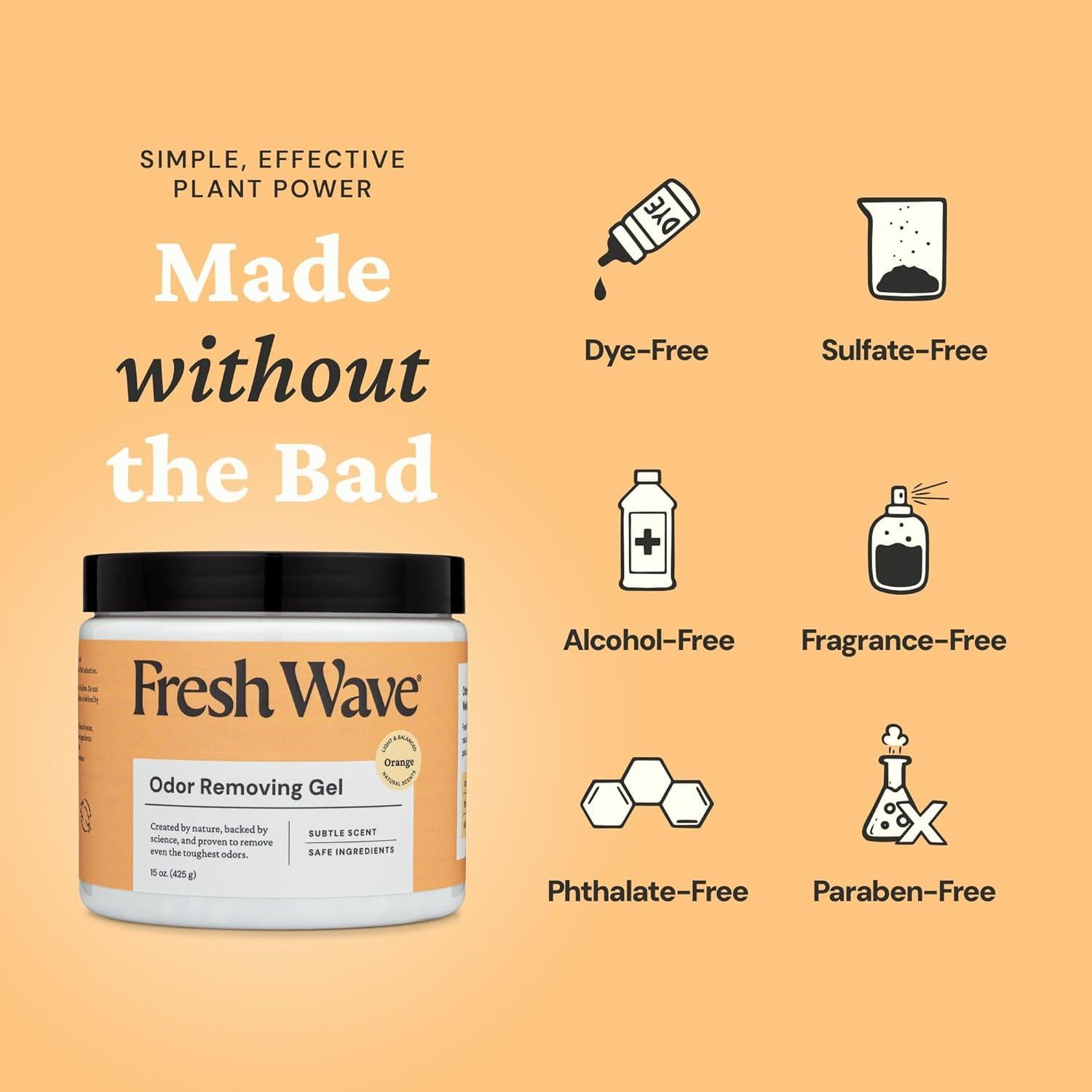 Gel Eliminador de Olores Fresh Wave Naranja 425 g - Natural y Seguro