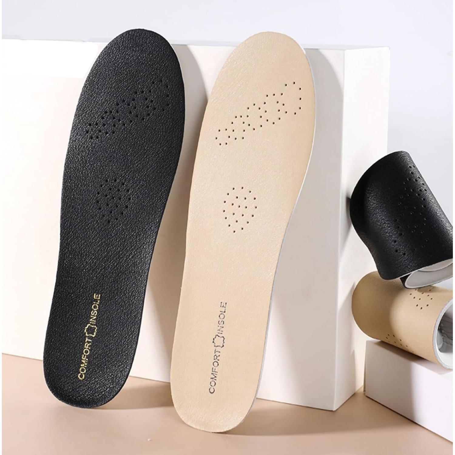 Plantillas de Cuero Negro Aureolek para Pies Sudorosos Talla 6.5-7.5