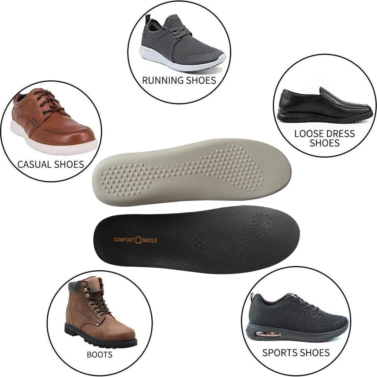 Plantillas de Cuero Negro Aureolek para Pies Sudorosos Talla 6.5-7.5