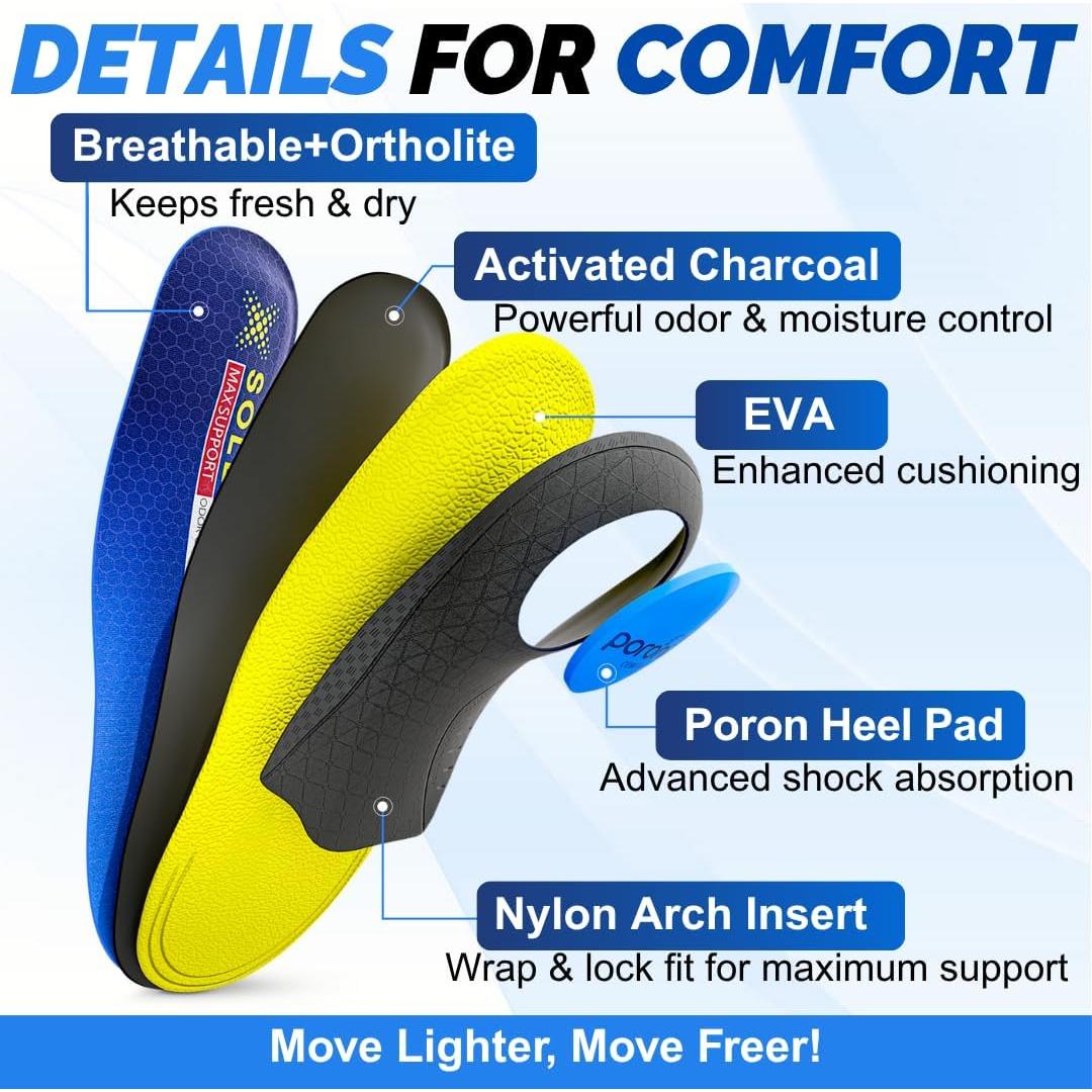 Plantillas ortopédicas SOLE MAX de carbón activado - Soporte 3D