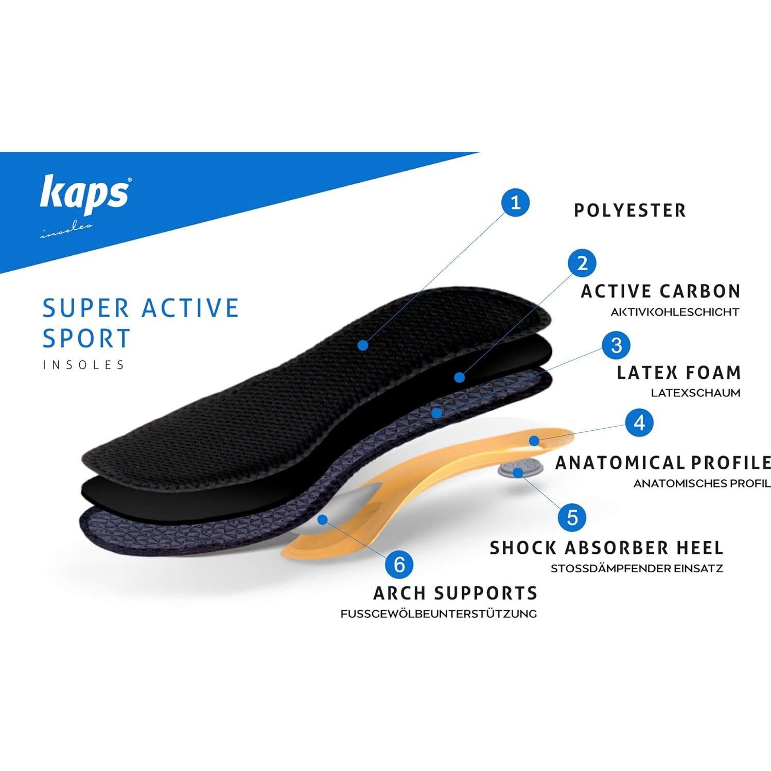 Plantillas ortopédicas Kaps Super Active Sport para mujeres 38 EUR