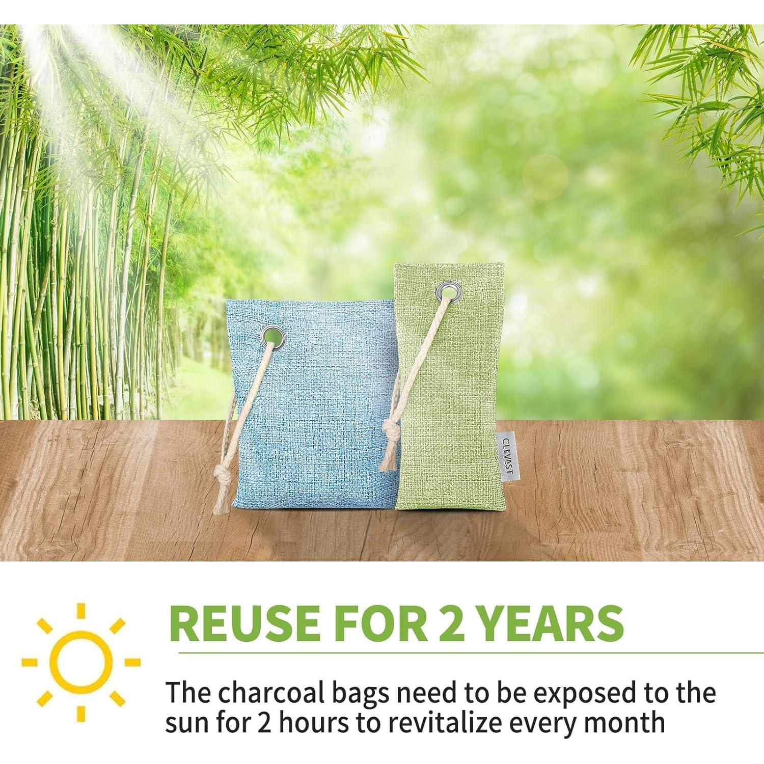 CLEVAST 16 Bolsas de Carbón Activado de Bambú 100g y 50g