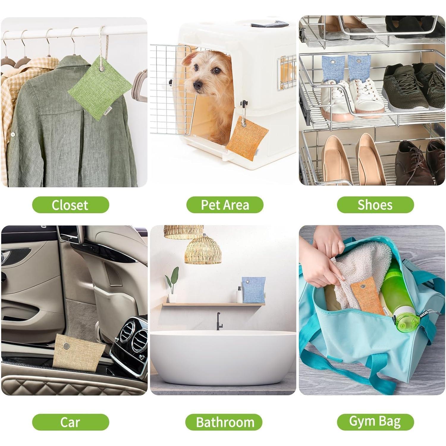 CLEVAST 16 Bolsas de Carbón Activado de Bambú 100g y 50g