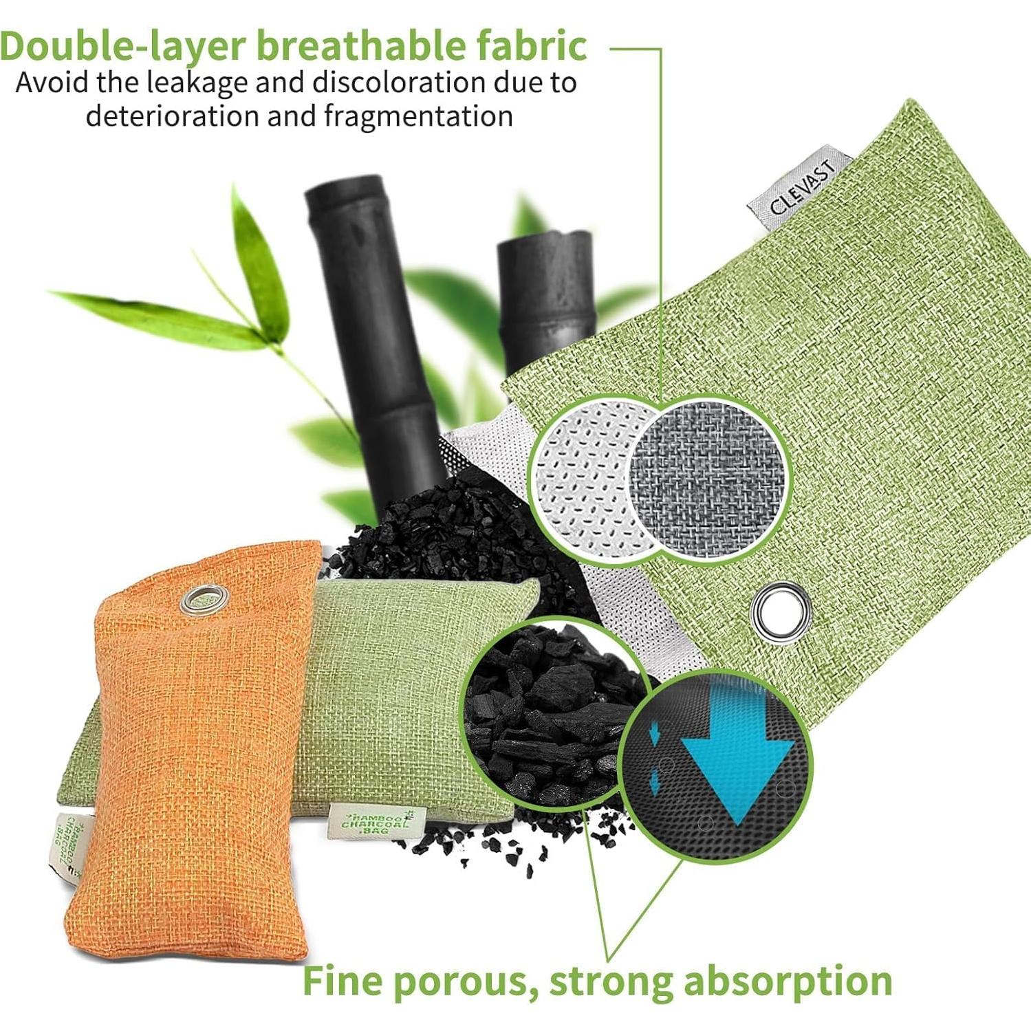 CLEVAST 16 Bolsas de Carbón Activado de Bambú 100g y 50g