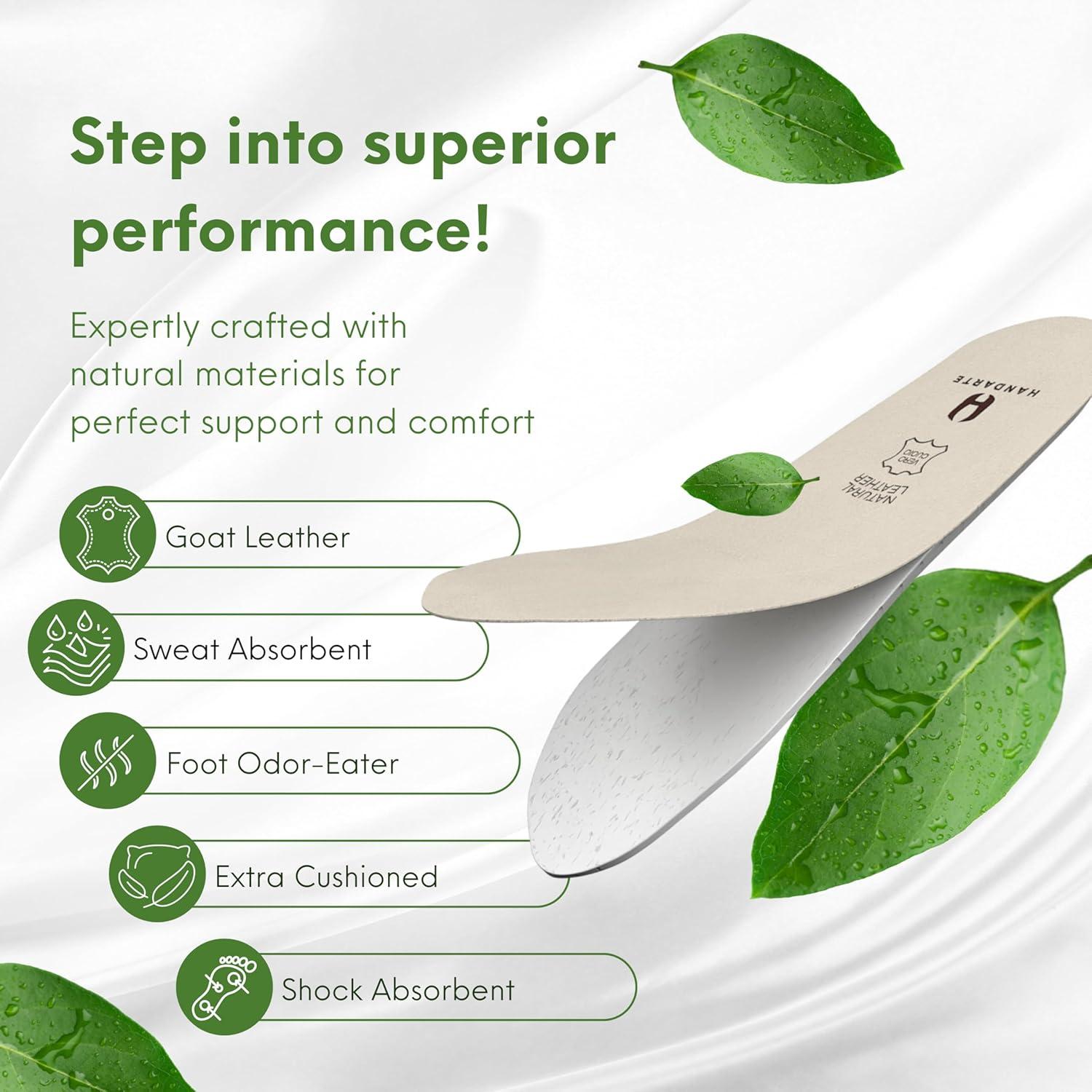 Plantillas Ortopédicas de Cuero Handarte | 100% Piel de Cabra | Anti Olor