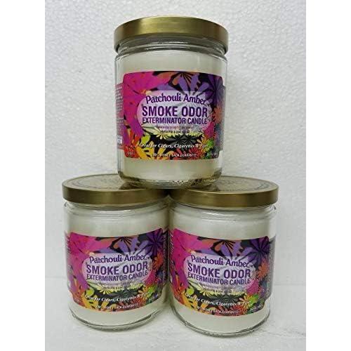 Juego de 3 Velas Exterminador de Olores a Humo Pachulí Ámbar
