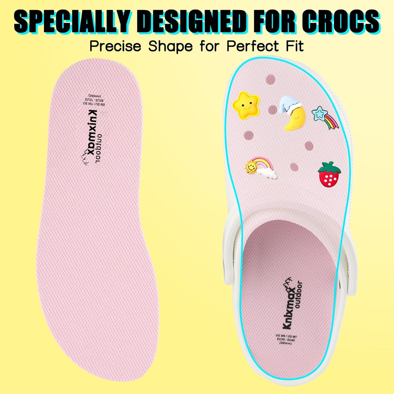 Plantillas Knixmax para Crocs - 2 Pares, Ajuste Ancho, 24-32cm