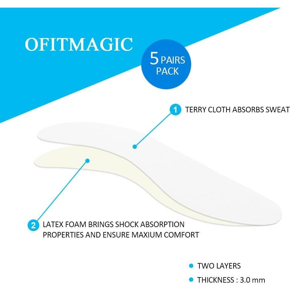 5 Pares de Plantillas de Algodón Premium para Control de Olor