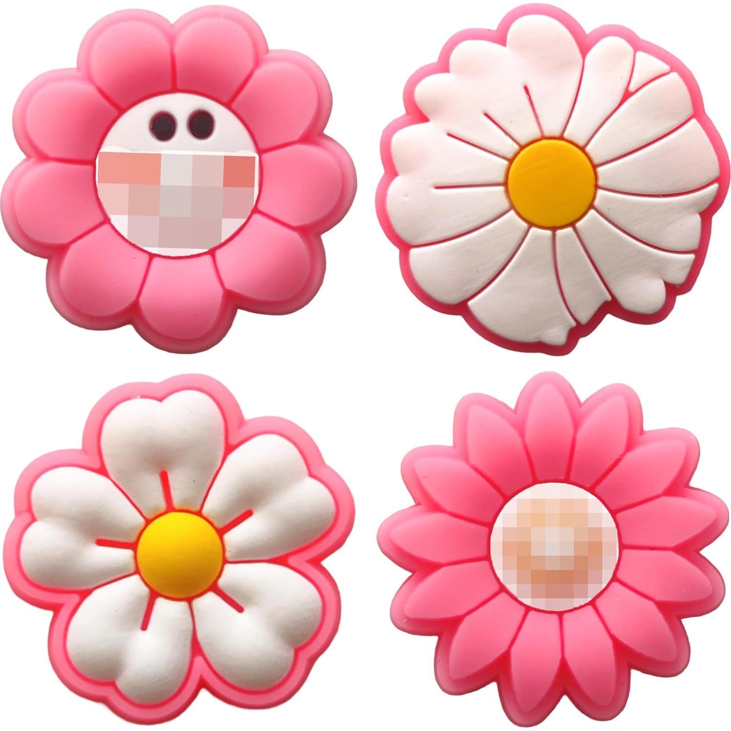 Encantos de Zapatos 36 PCS Flor Rosa Unicornio PVC para Niñas