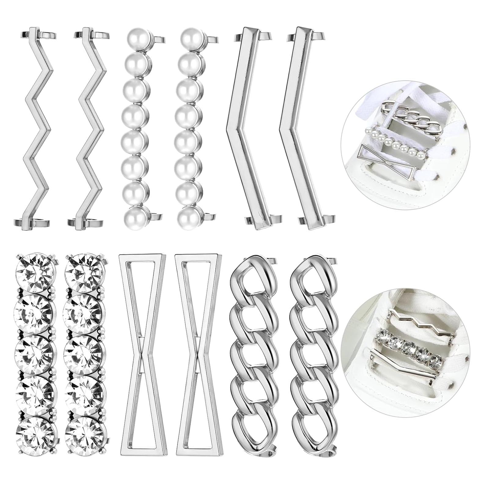 6 PARES Clips Decorativos para Cordones de Zapatos Dorados