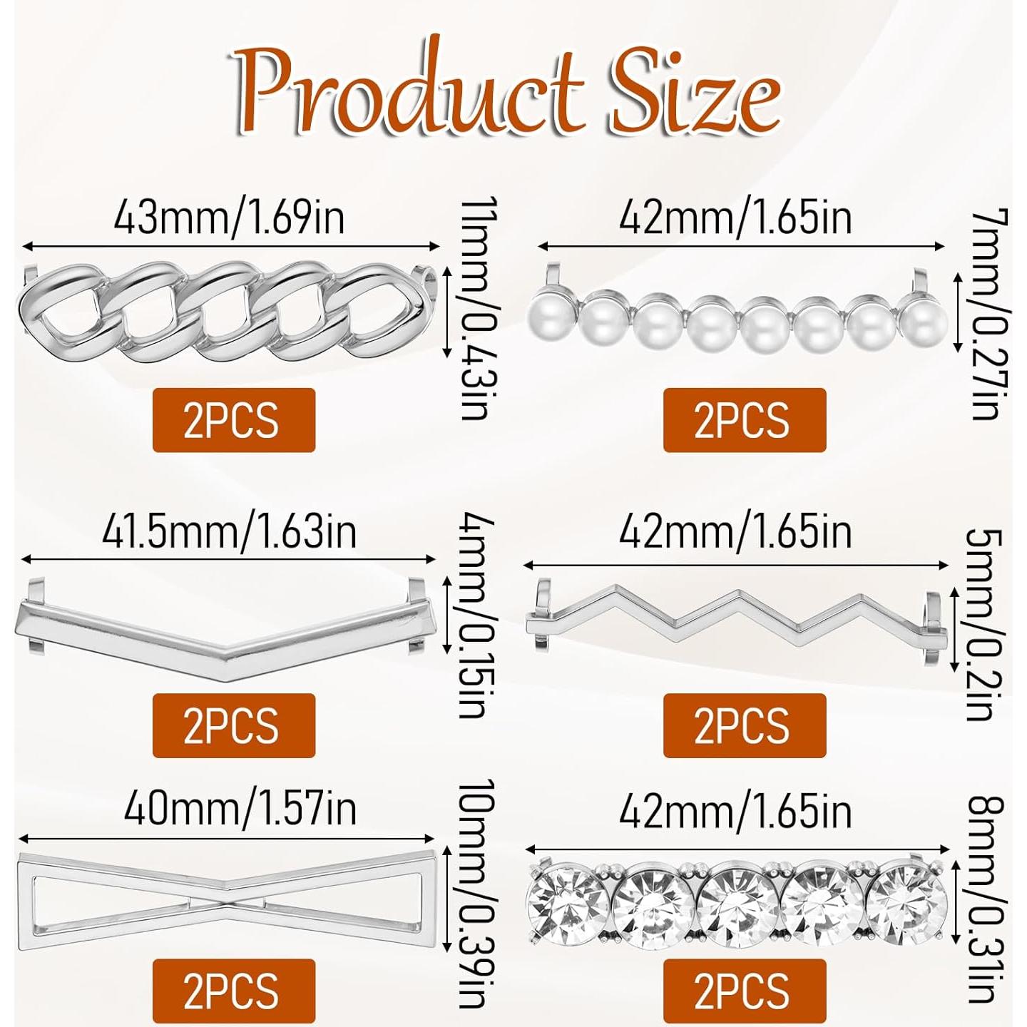 6 PARES Clips Decorativos para Cordones de Zapatos Dorados