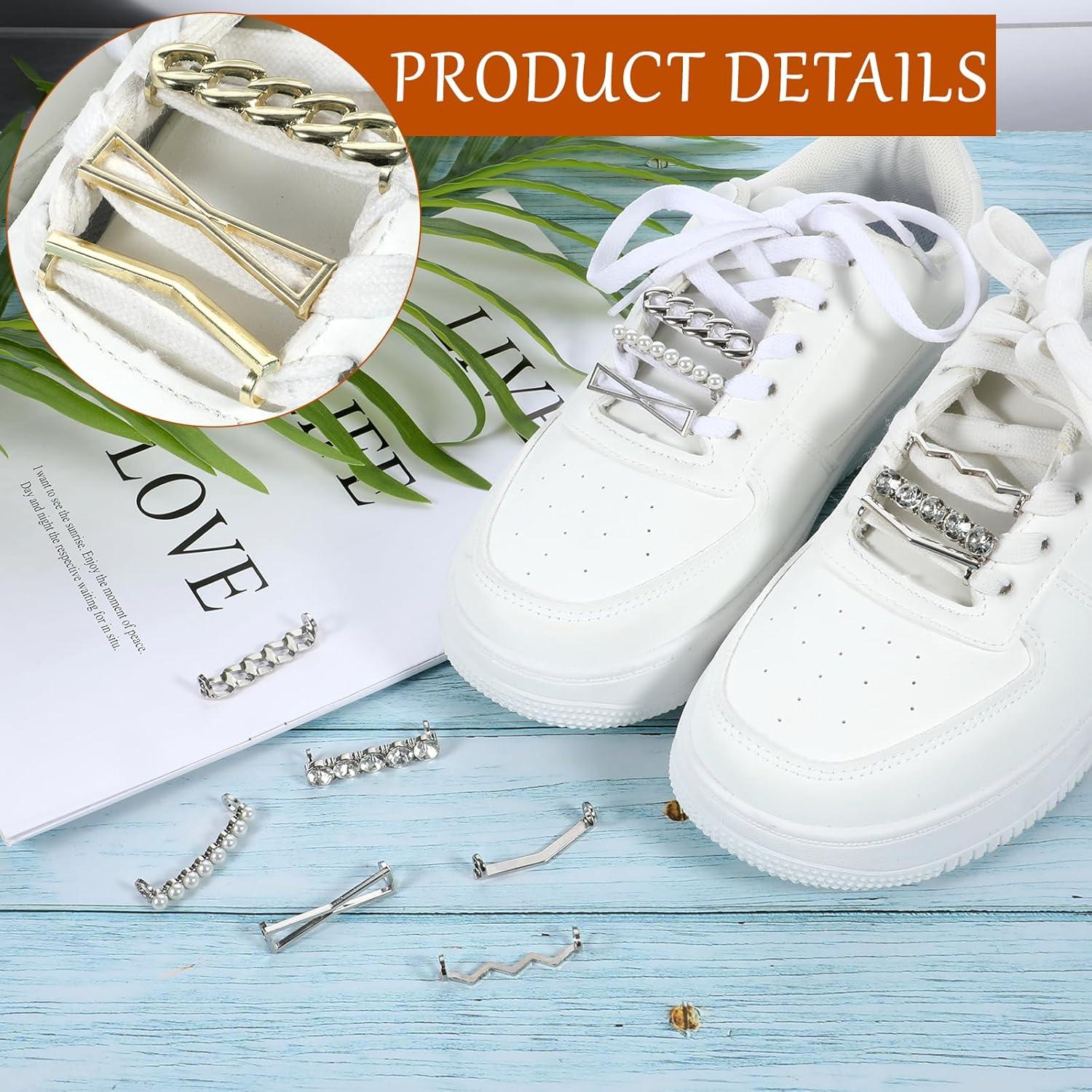 6 PARES Clips Decorativos para Cordones de Zapatos Dorados