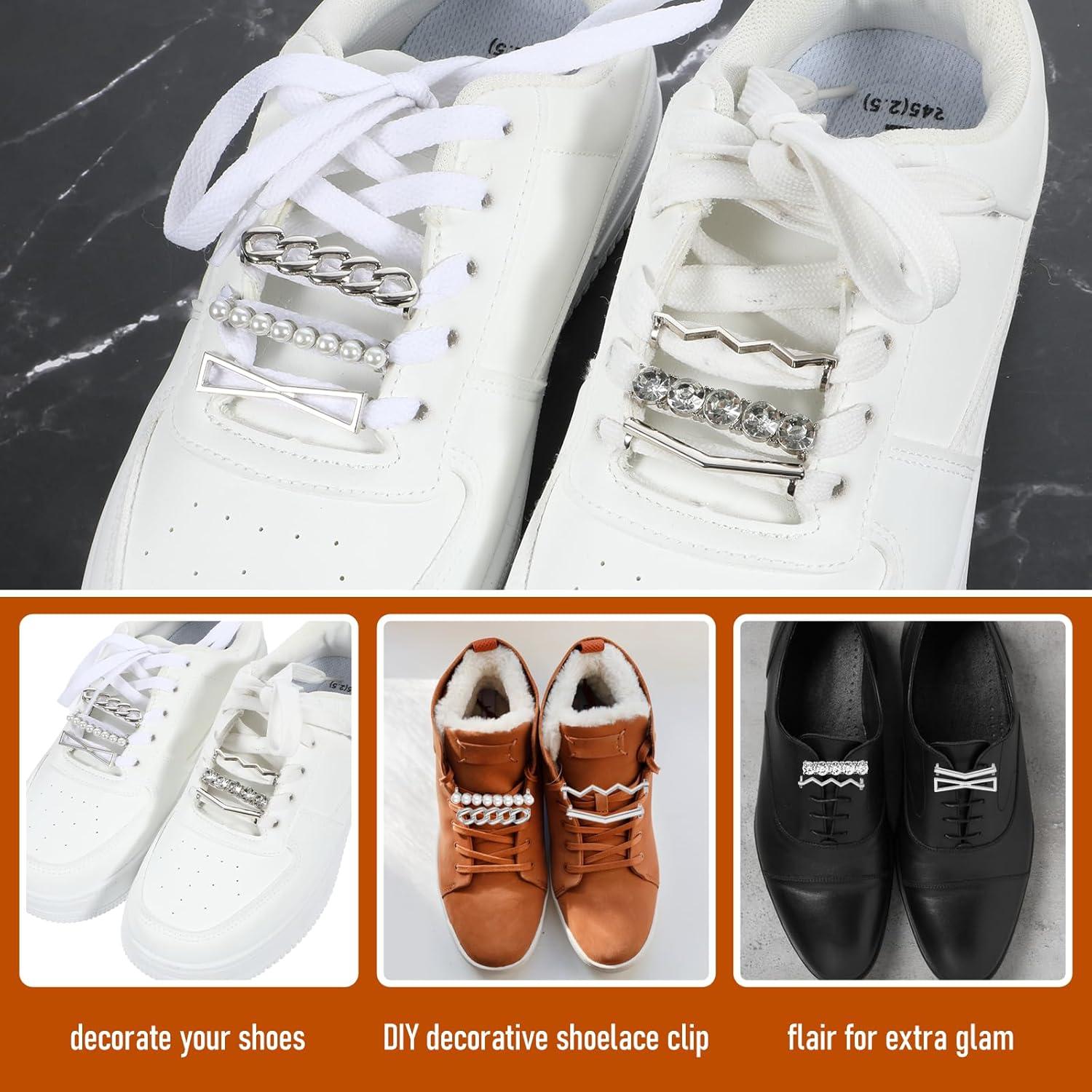 6 PARES Clips Decorativos para Cordones de Zapatos Dorados