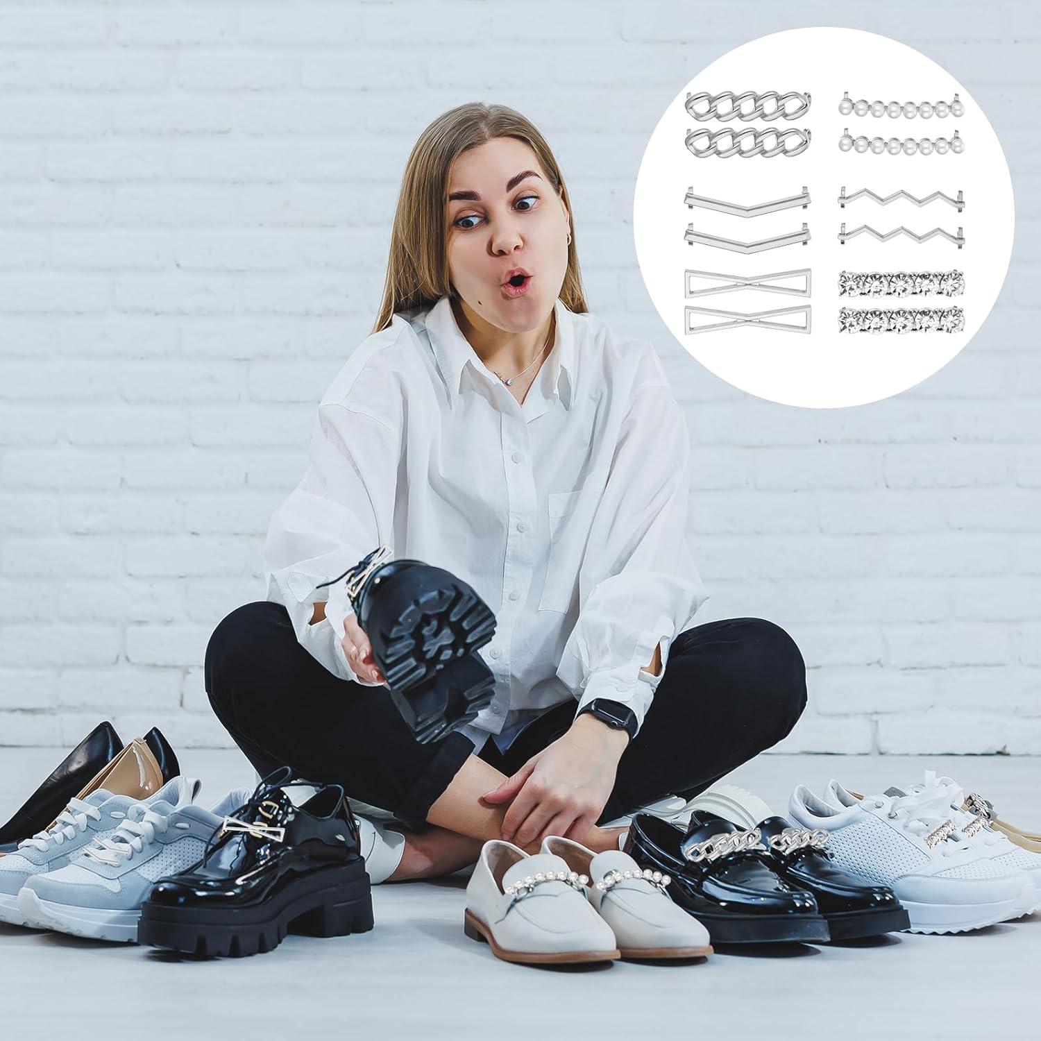 6 PARES Clips Decorativos para Cordones de Zapatos Dorados