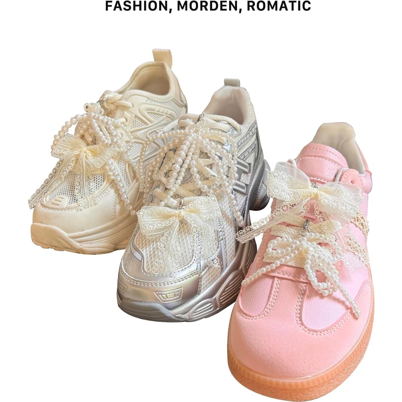 Encantos de Zapatos con Lazo de Perlas Lopau - 2 Piezas DIY