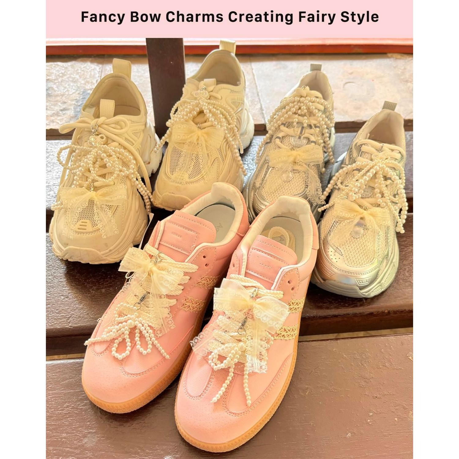 Encantos de Zapatos con Lazo de Perlas Lopau - 2 Piezas DIY