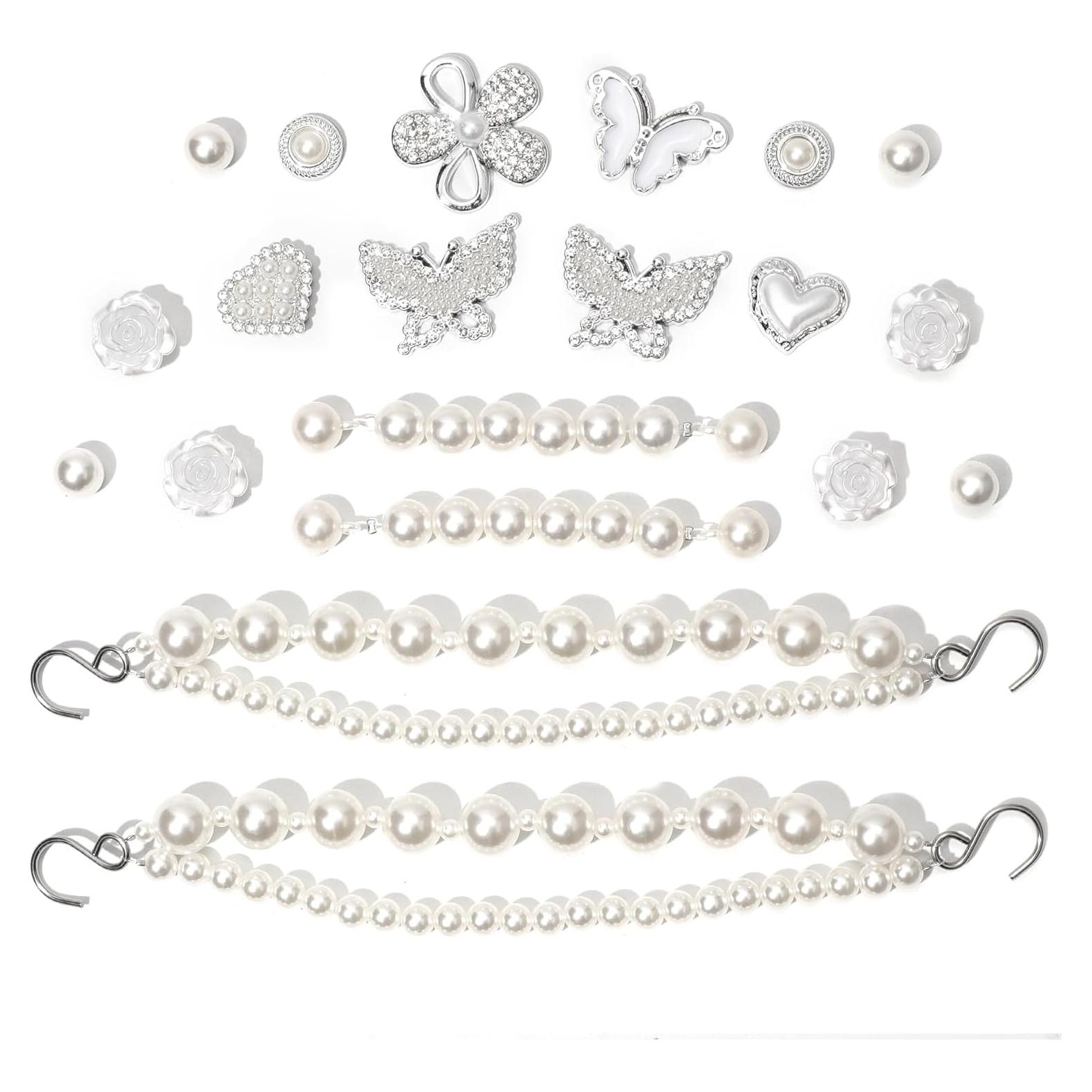 Cadena de Zapato Brillante para Mujeres con 20 Charms de Perlas