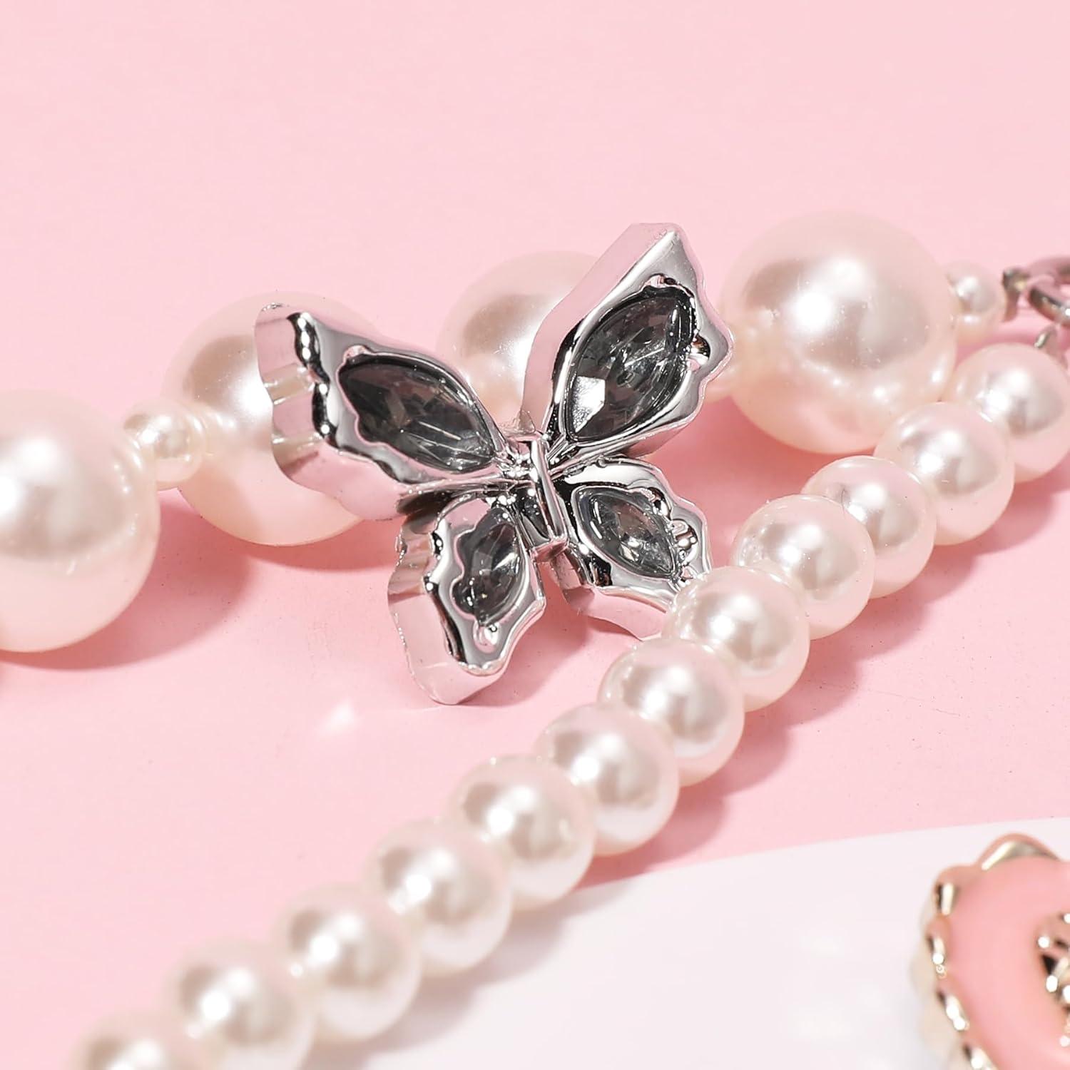 Cadena de Zapato Brillante para Mujeres con 20 Charms de Perlas