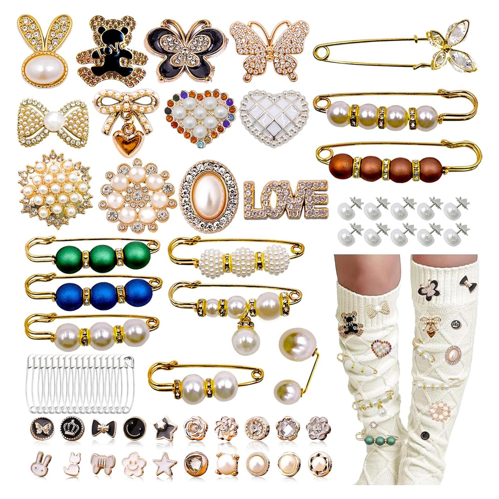 Kit de Pines Decorativos DNLEGULI - 68 Piezas Doradas