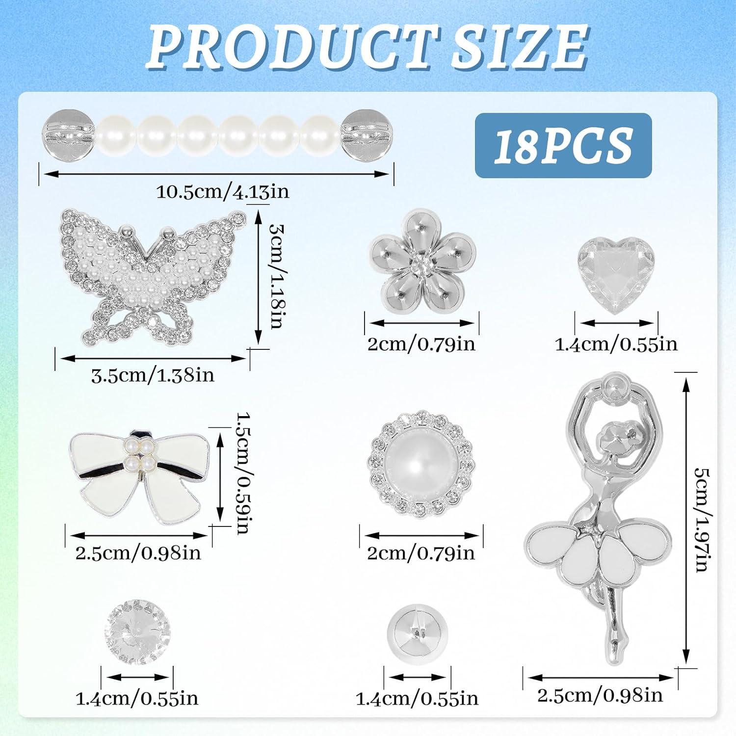 18 Piezas Encantos Brillantes para Zapatos de Mujer - Joyería de Lujo