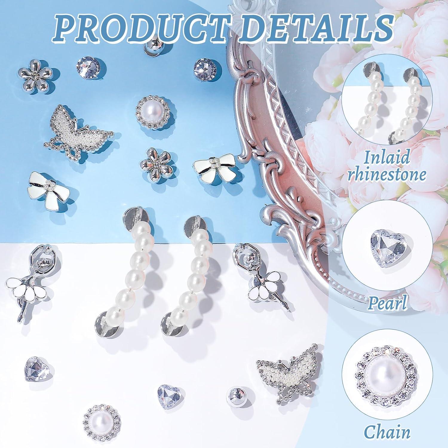 18 Piezas Encantos Brillantes para Zapatos de Mujer - Joyería de Lujo