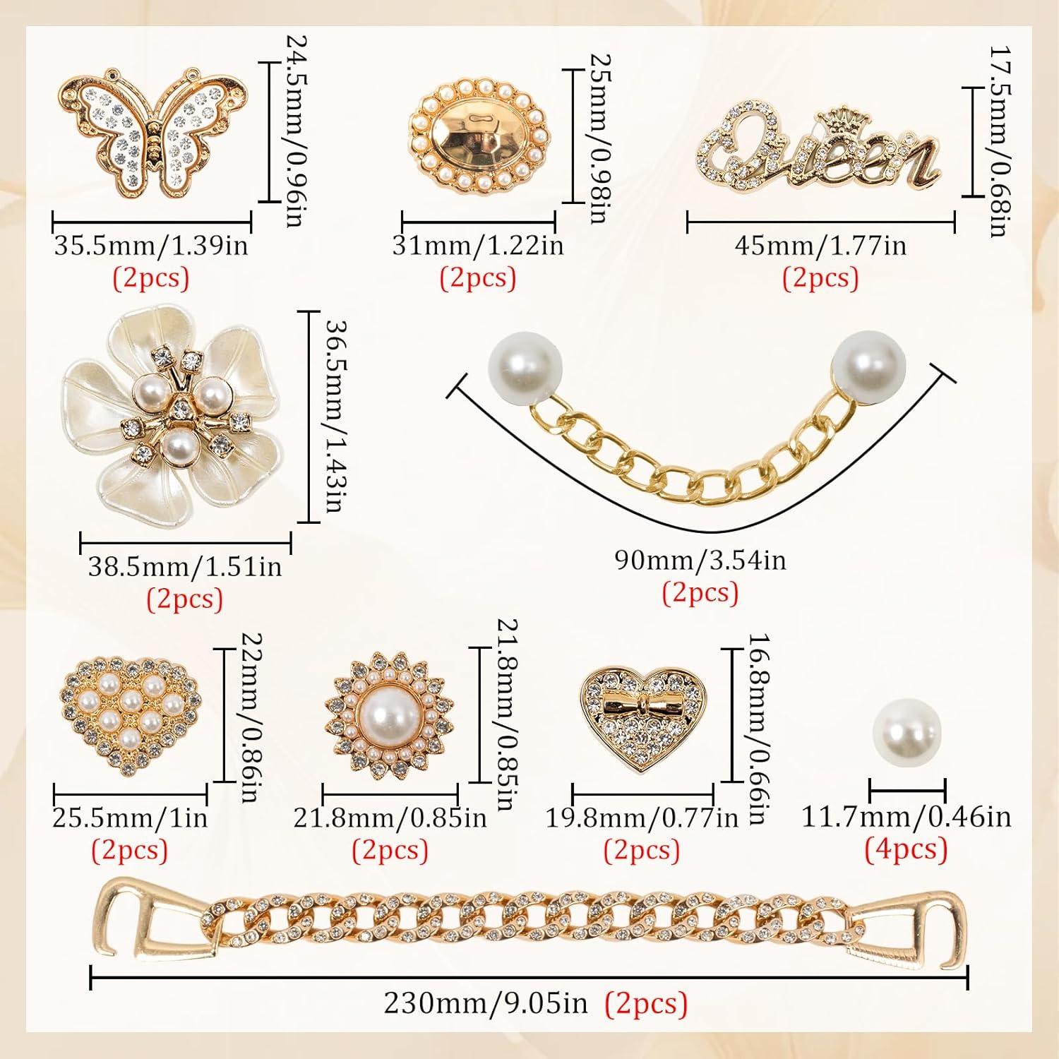 24 Piezas Encantos Brillantes para Zapatos WAQYGZO - Decoración DIY