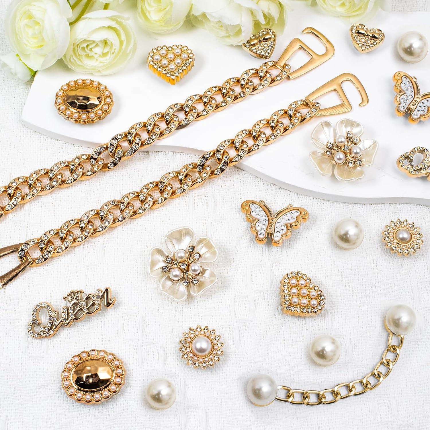 24 Piezas Encantos Brillantes para Zapatos WAQYGZO - Decoración DIY