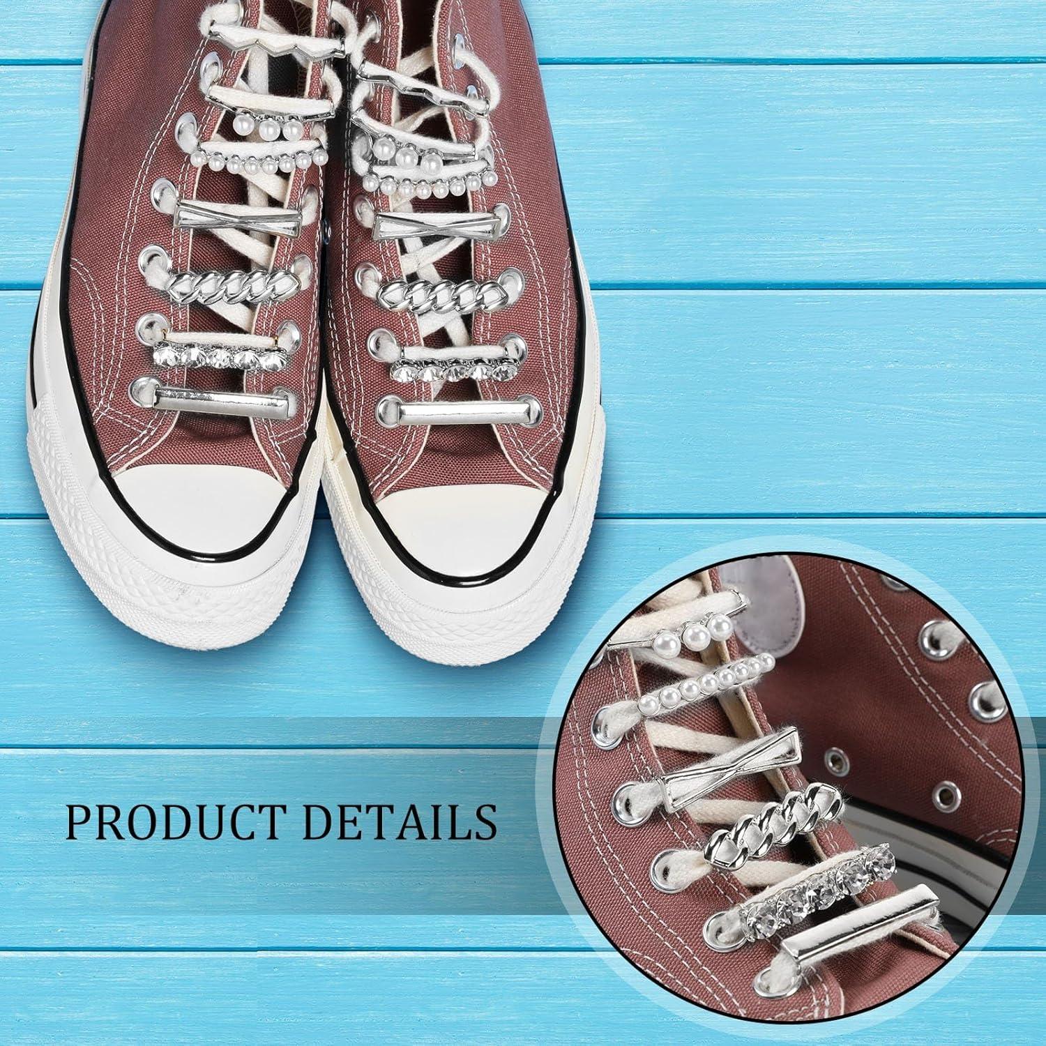 Hicarer 16 Clips Decorativos para Cordones de Zapatillas Dorado