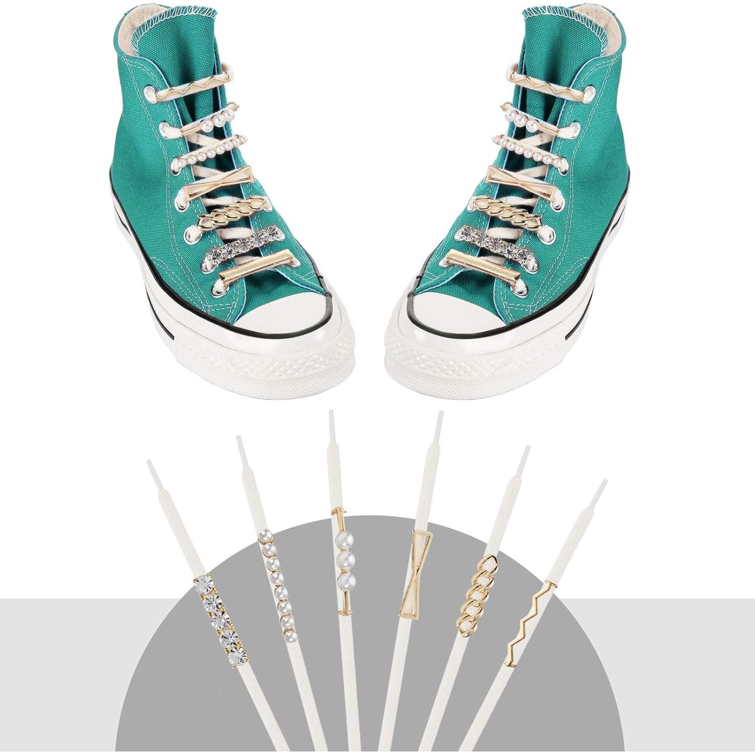 Hicarer 16 Clips Decorativos para Cordones de Zapatillas Dorado