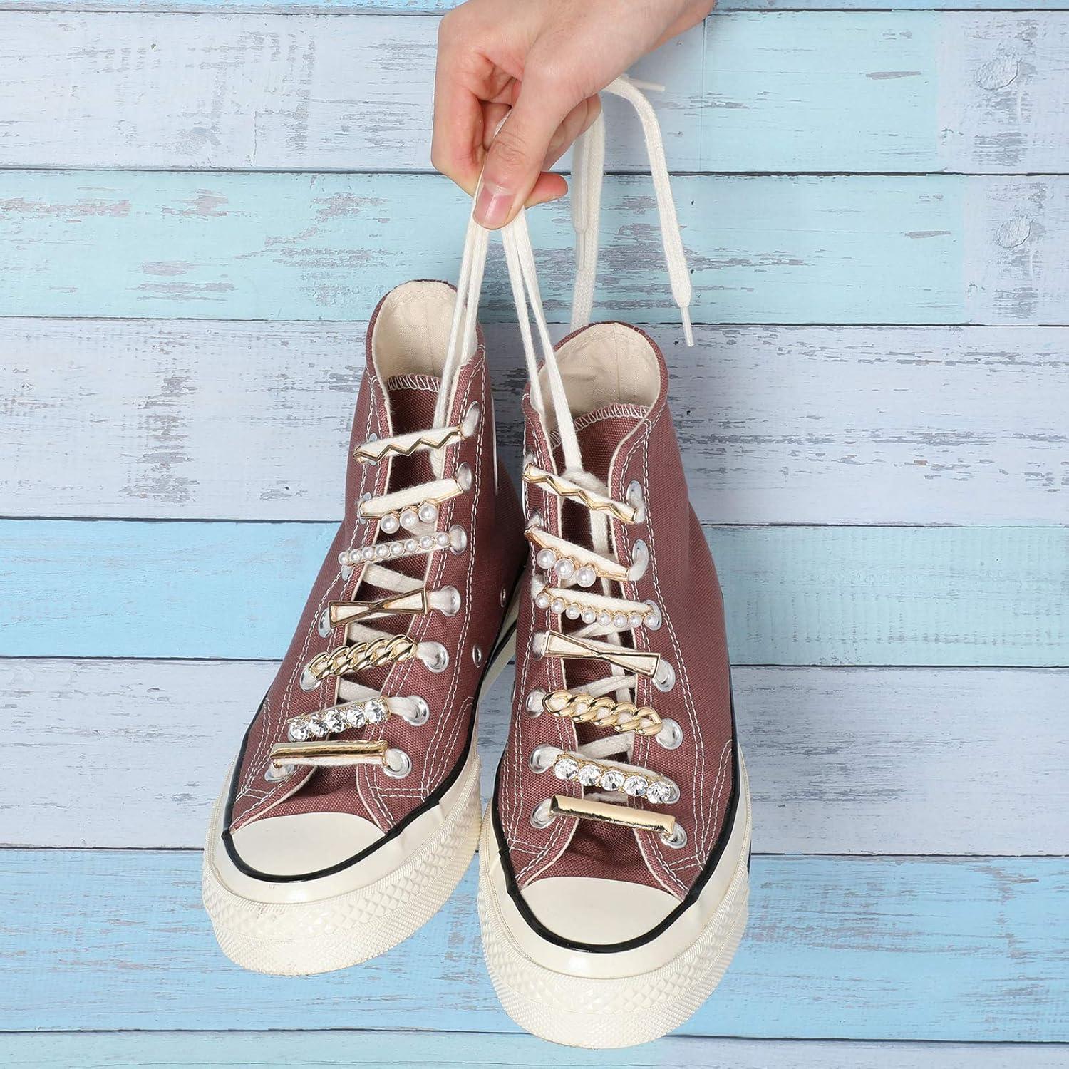 Hicarer 16 Clips Decorativos para Cordones de Zapatillas Dorado