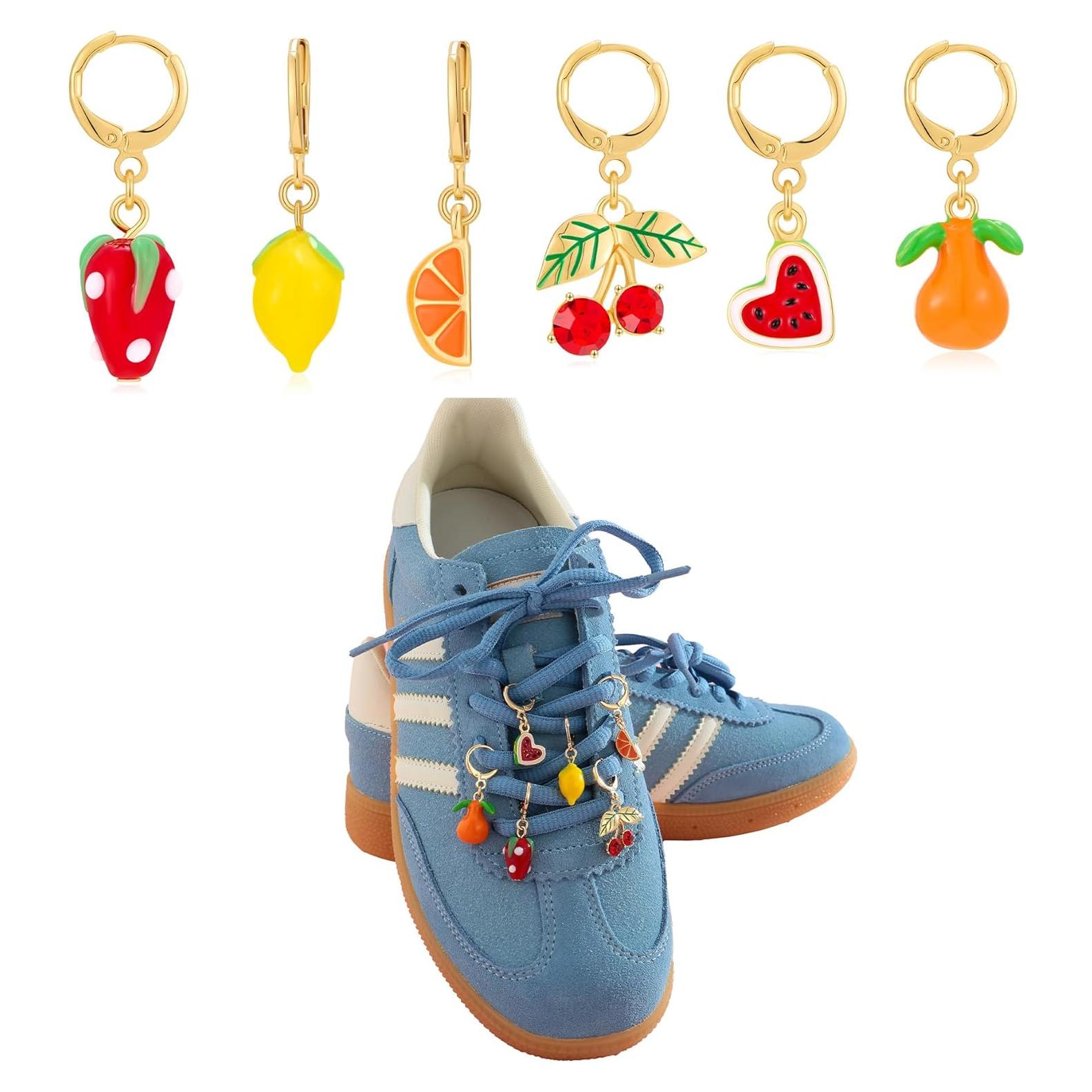6 Encantos de Frutas para Zapatillas Dorados - Accesorios DIY