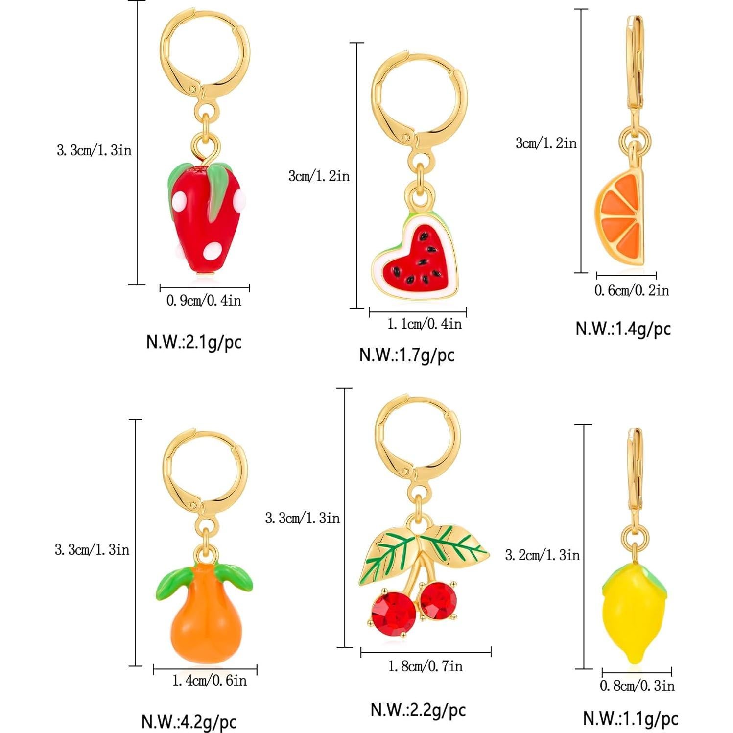 6 Encantos de Frutas para Zapatillas Dorados - Accesorios DIY