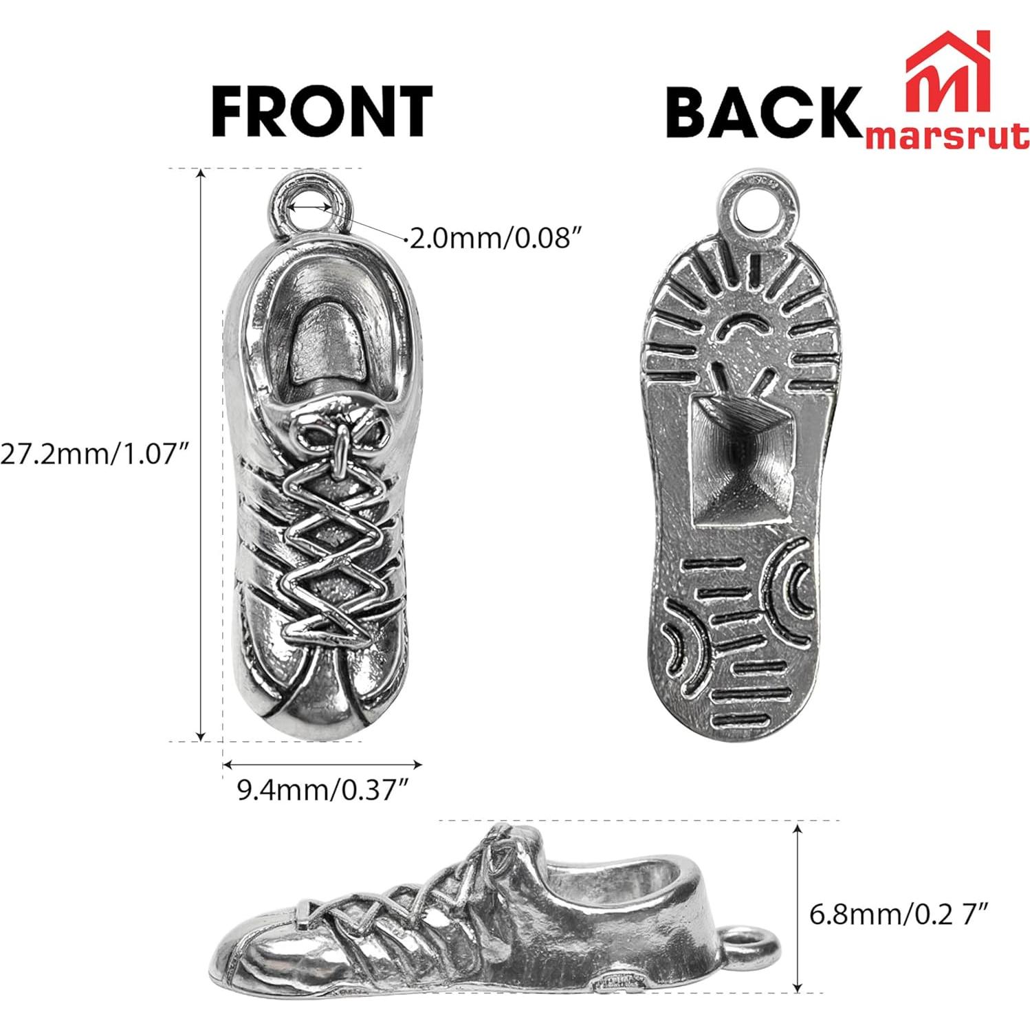 260 Encantos de Zapatillas Plateadas para Manualidades