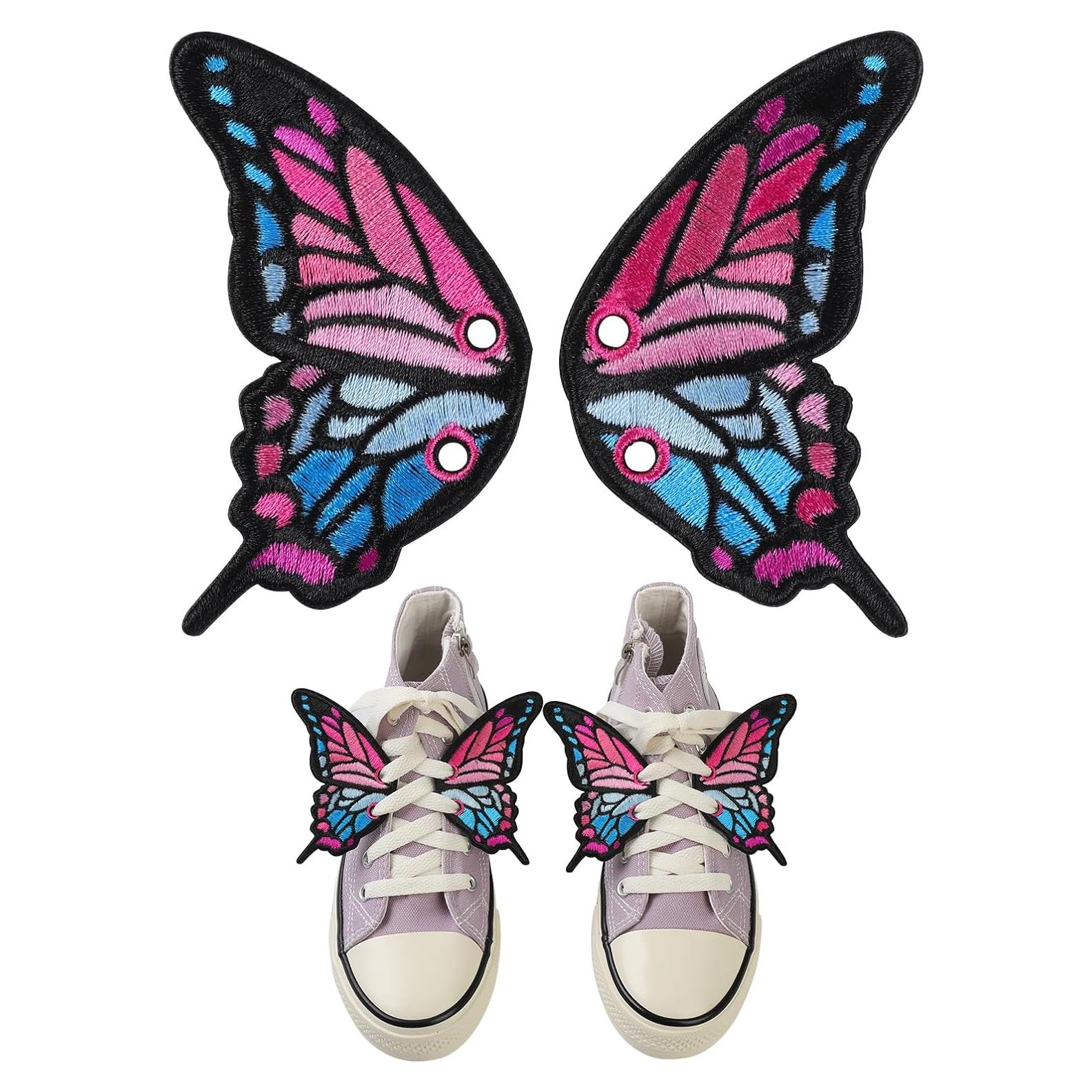 Encantos de Zapato Bordados Mariposa Púrpura para Zapatillas