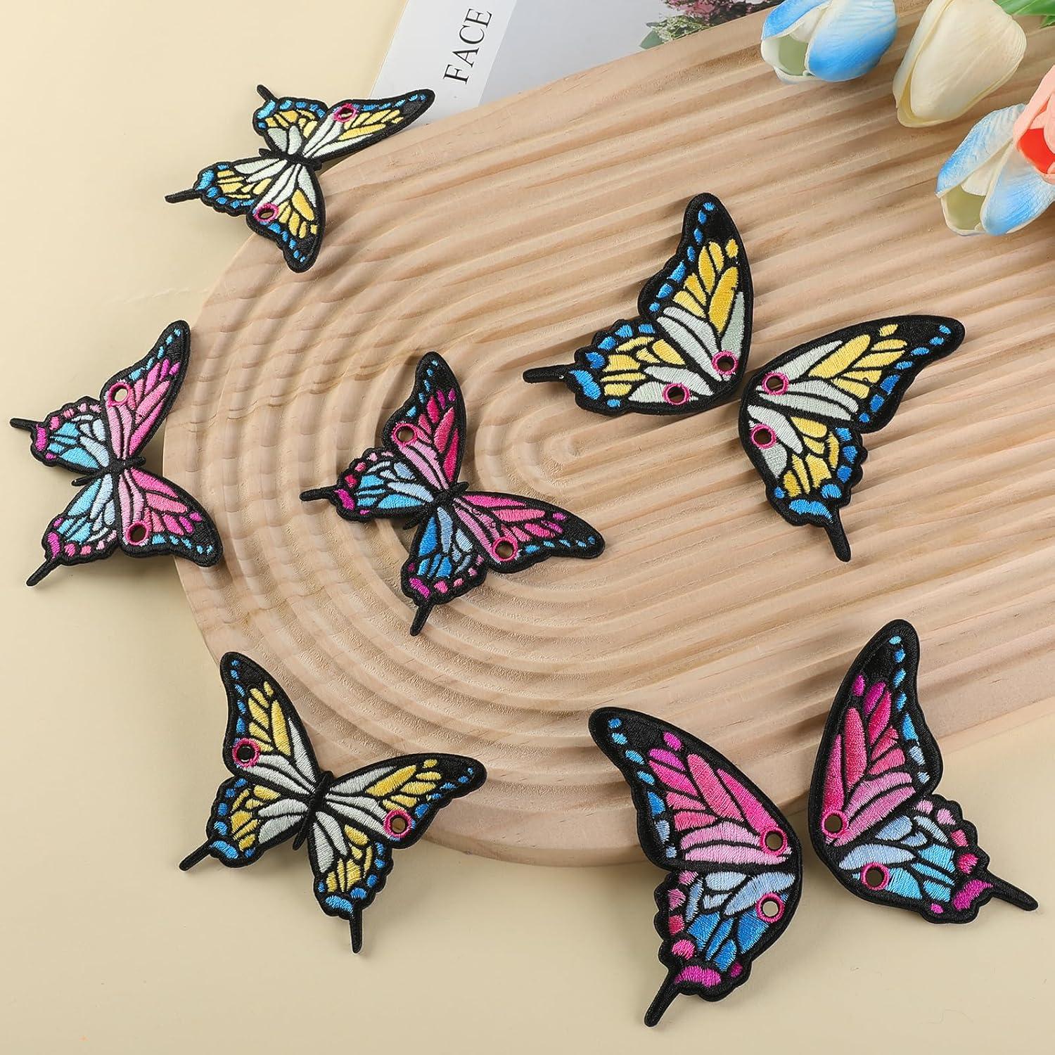 Encantos de Zapato Bordados Mariposa Púrpura para Zapatillas