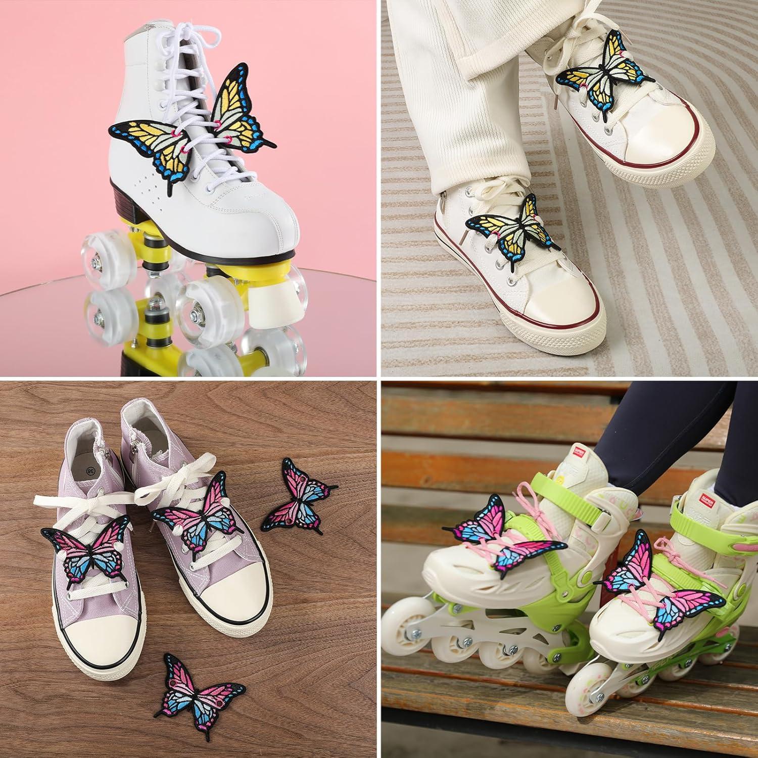 Encantos de Zapato Bordados Mariposa Púrpura para Zapatillas