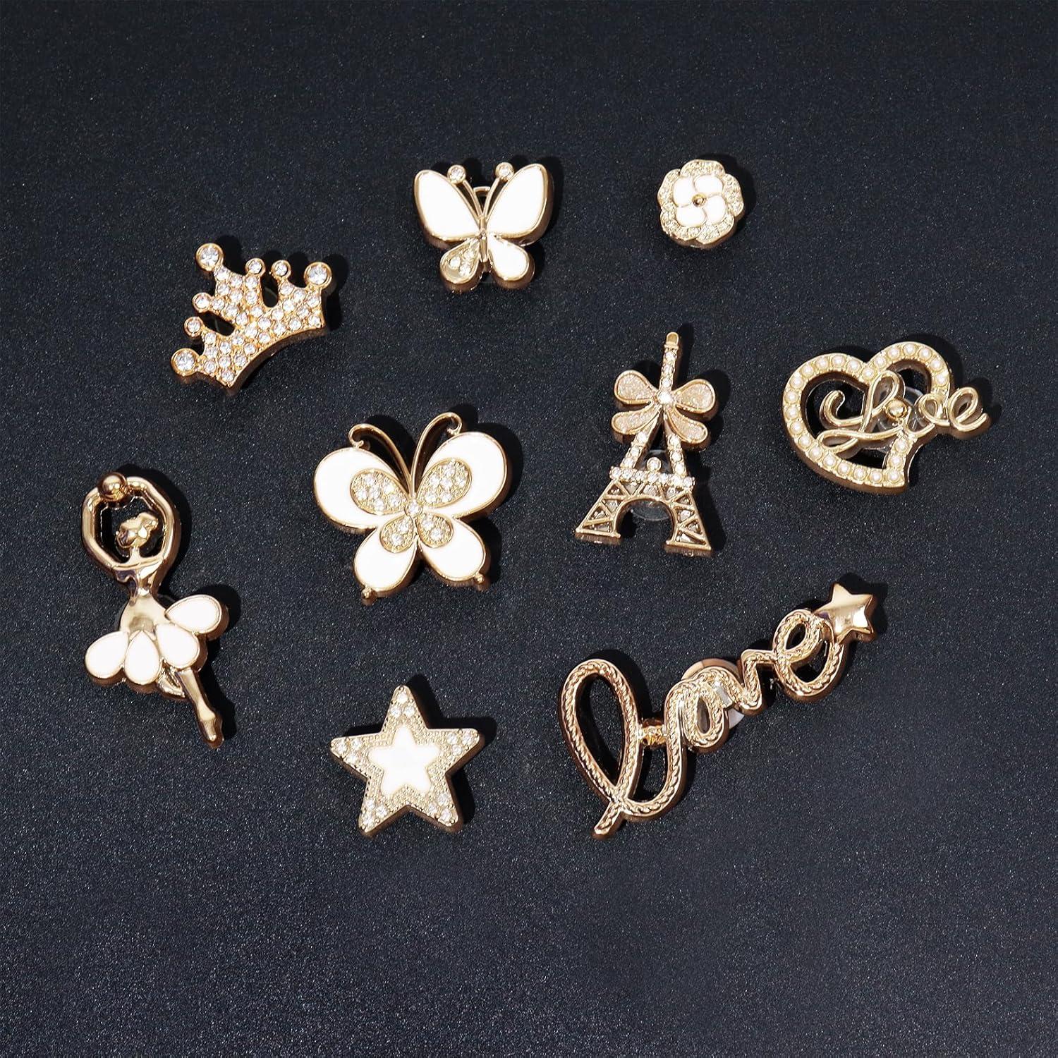 20 Piezas Charms para Zapatos Bling con Perlas y Flores