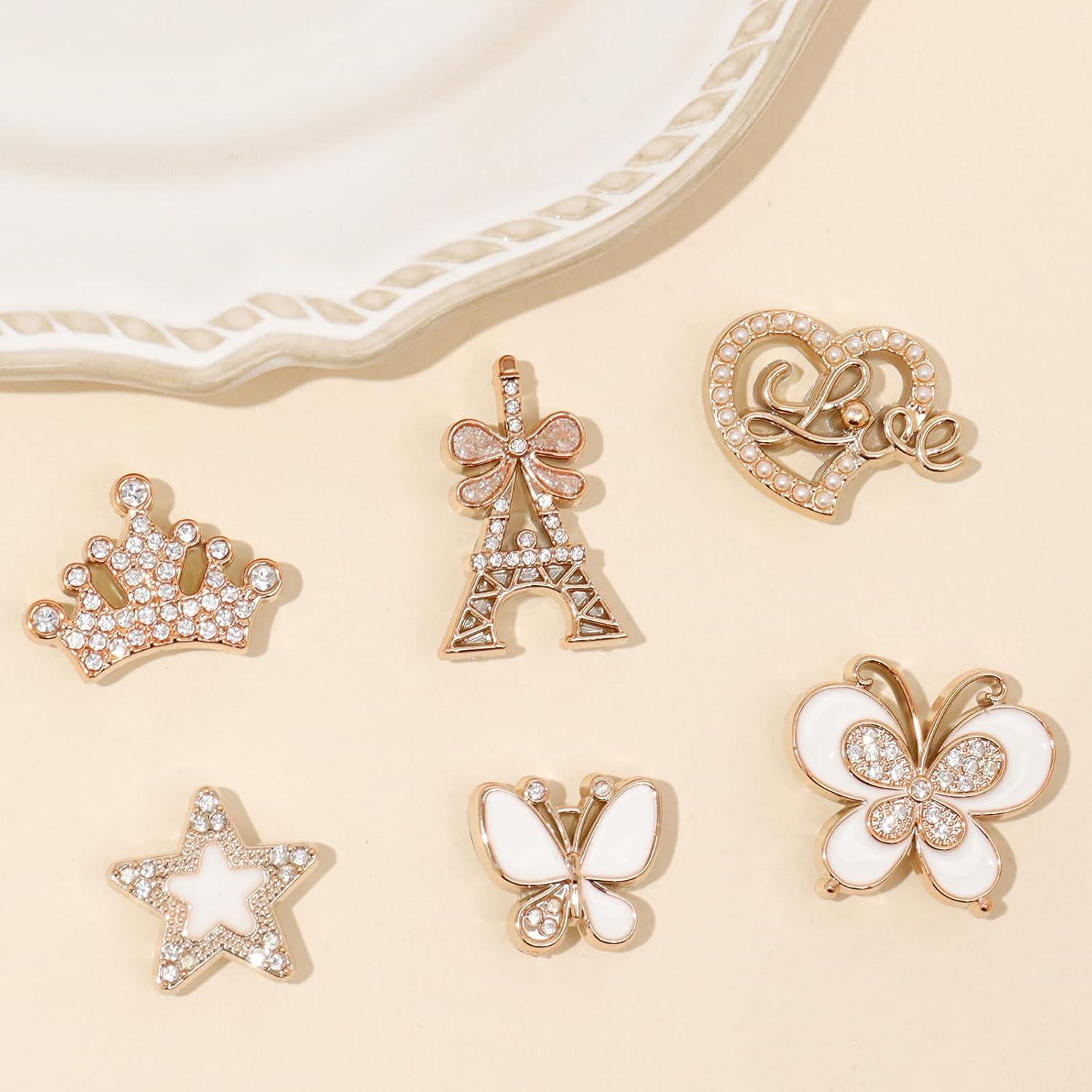 20 Piezas Charms para Zapatos Bling con Perlas y Flores
