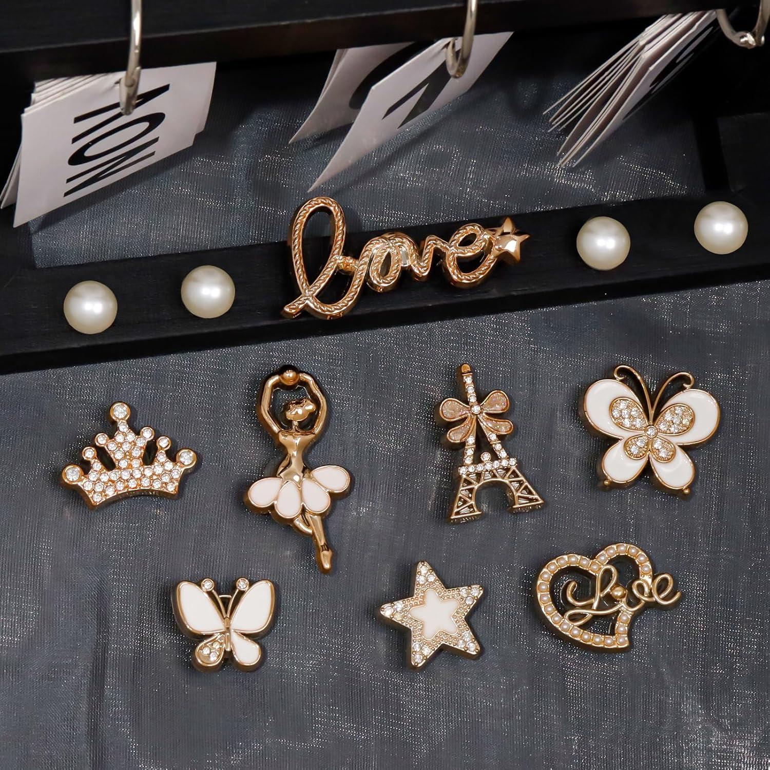 20 Piezas Charms para Zapatos Bling con Perlas y Flores