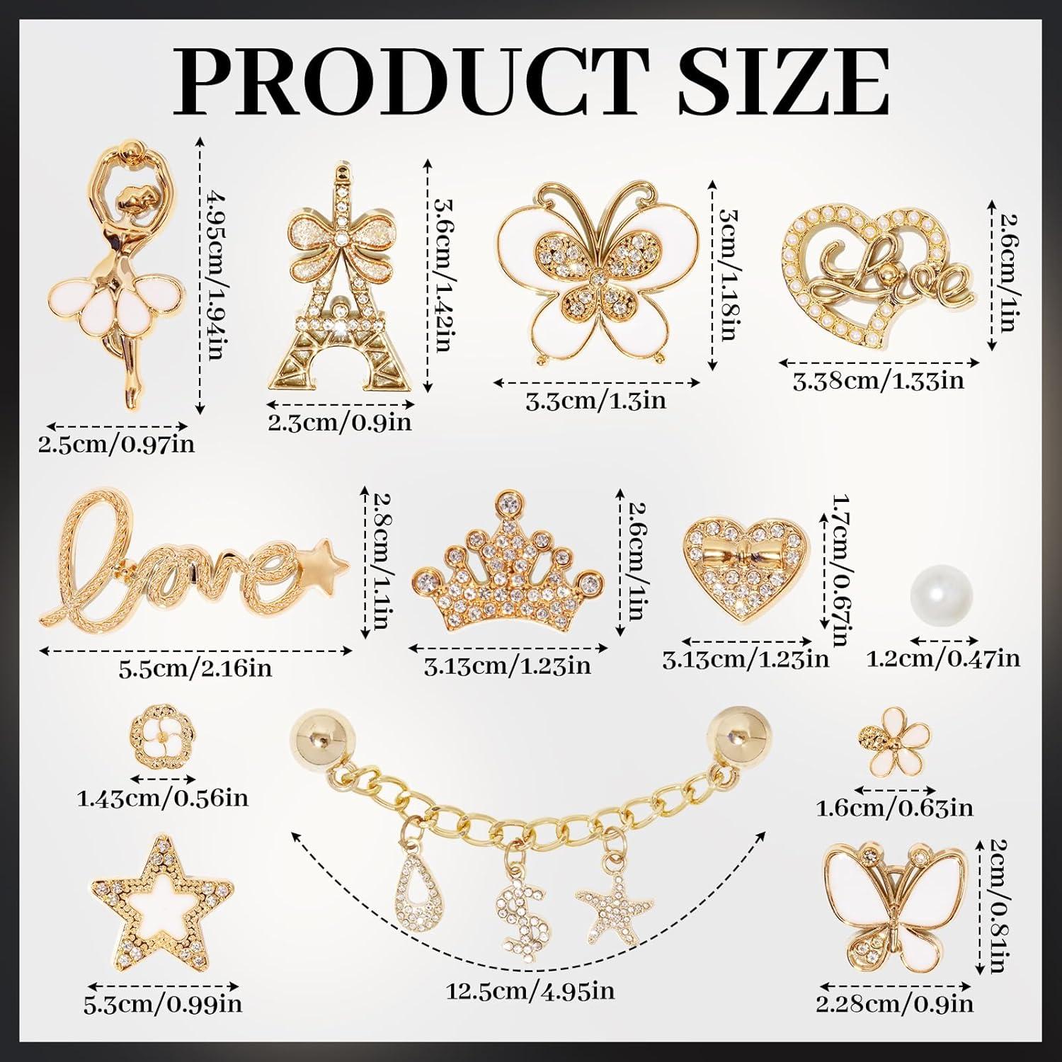20 Piezas Charms para Zapatos Bling con Perlas y Flores