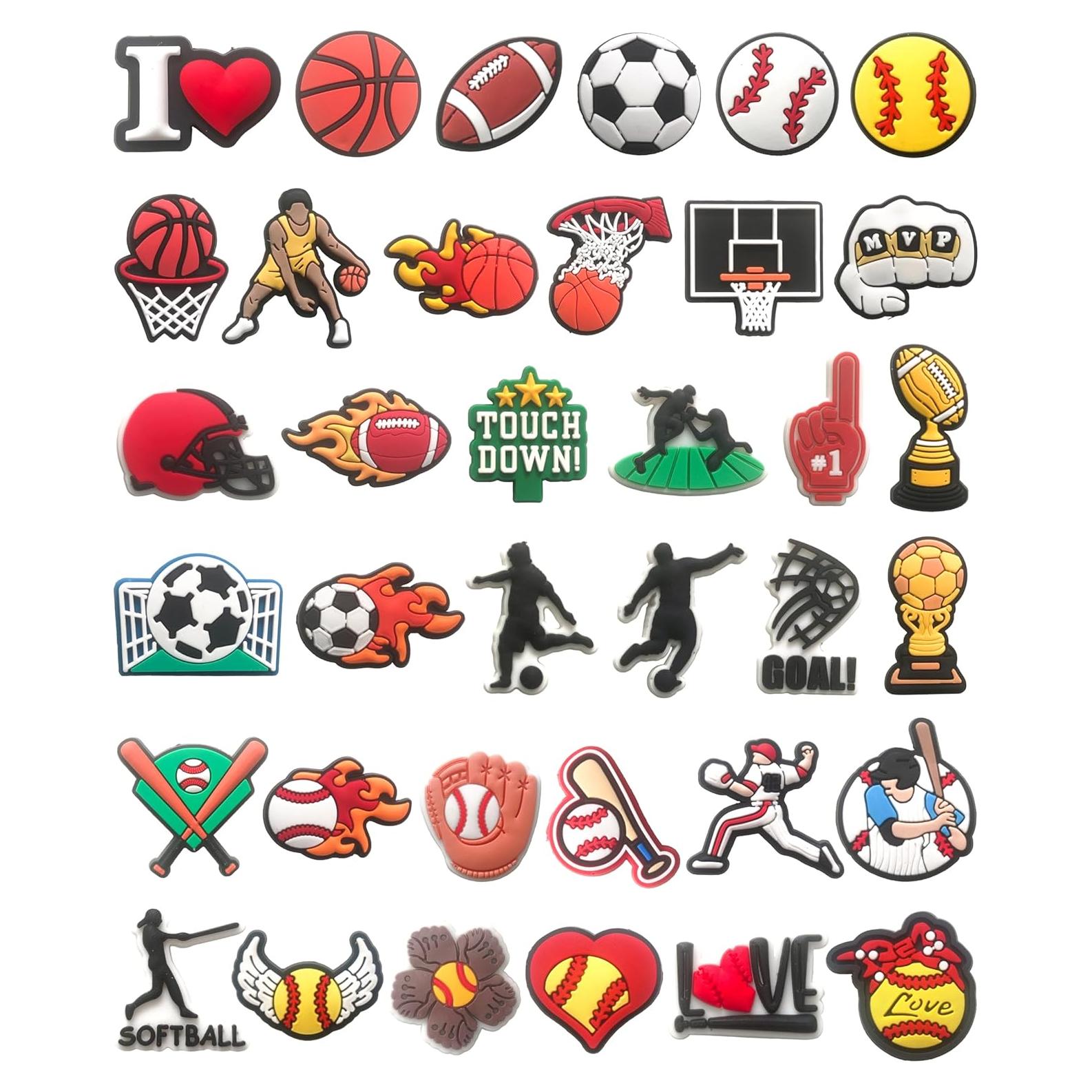 Paquete de 36 Encantos para Zapatos Deportivos - PVC Premium