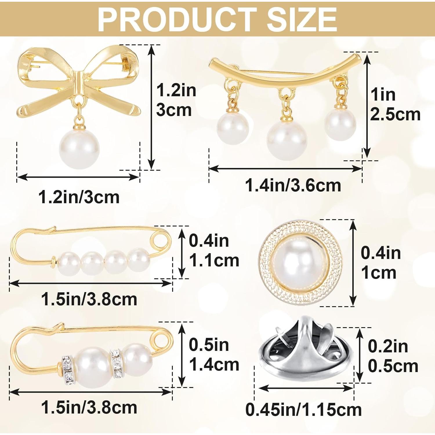 12 Alfileres de Seguridad Decorativos CustomyLife - Perlas y Lentejuelas