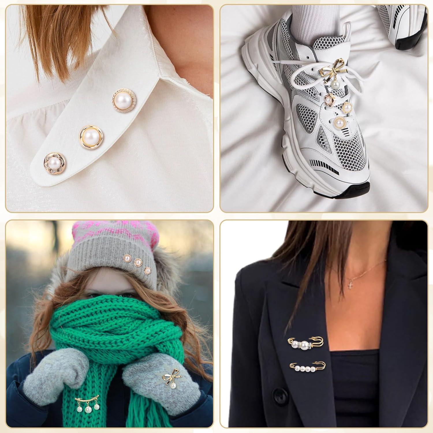 12 Alfileres de Seguridad Decorativos CustomyLife - Perlas y Lentejuelas