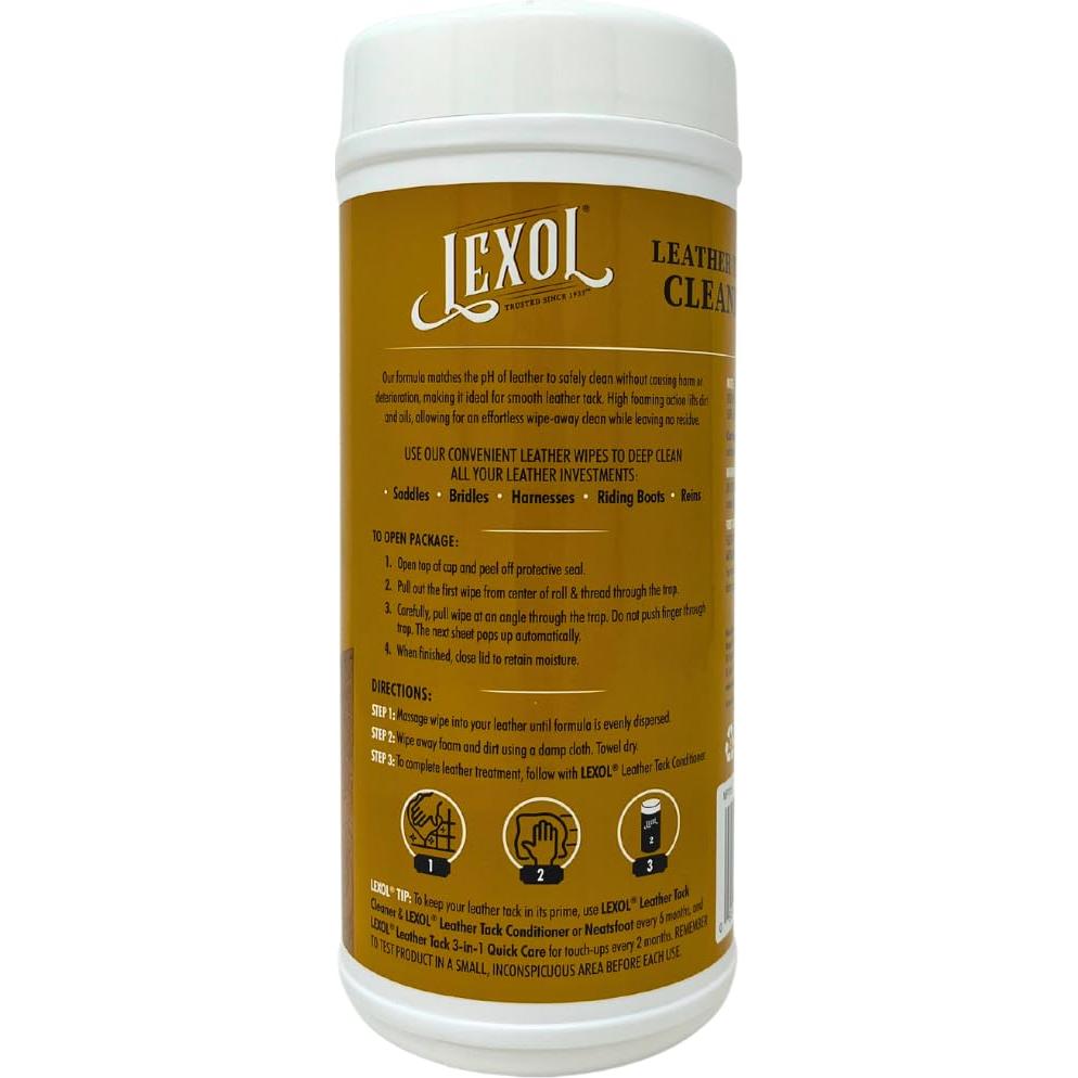 Toallitas Limpiadoras de Cuero Lexol - 75 Toallitas Pre-Mojadas