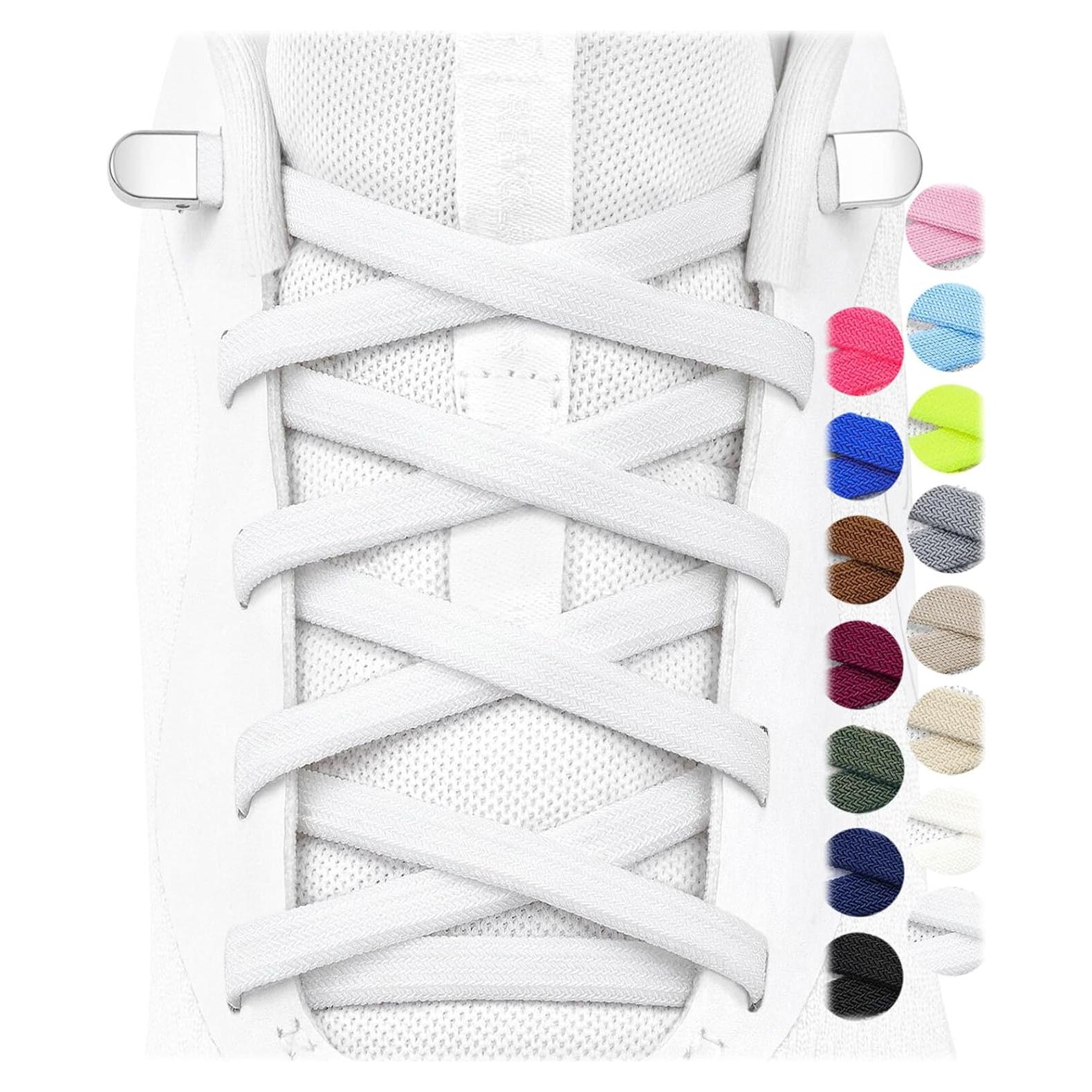 Cordones Elásticos Sin Nudos Stepace 120cm Blancos 2 Pares